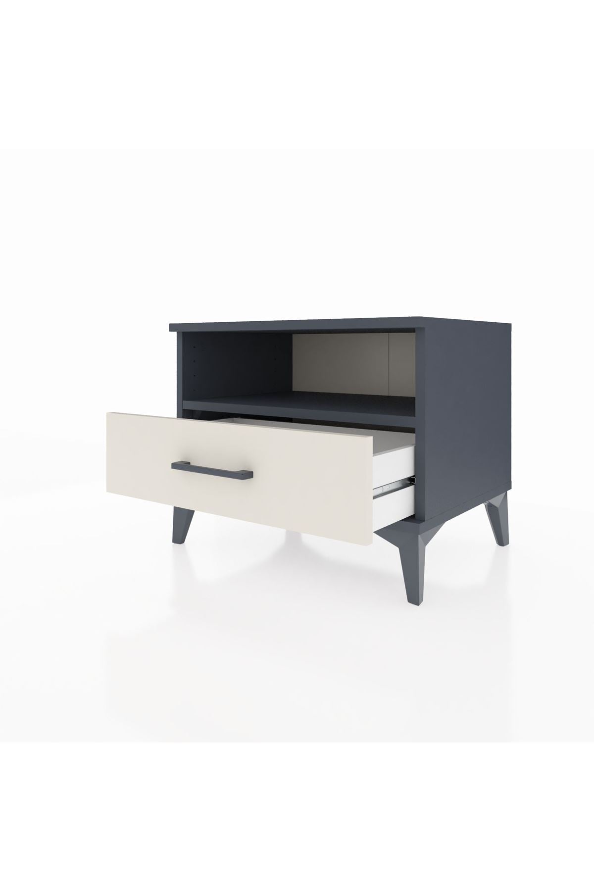 Hyperion Komodin Tek Raflı Tek Çekmeceli 60x44x48 Antrasit-Aytaşı