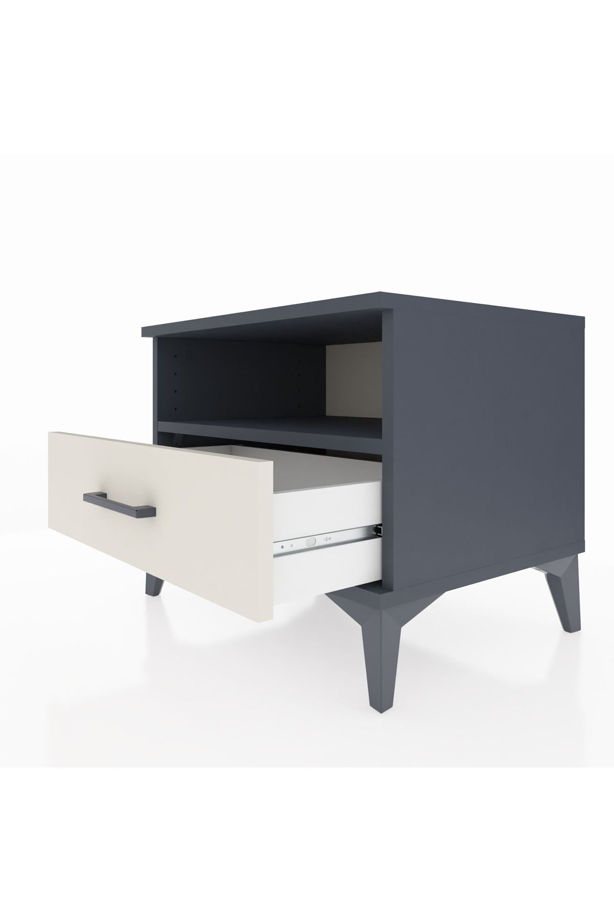 Hyperion Komodin Tek Raflı Tek Çekmeceli 60x44x48 Antrasit-Aytaşı