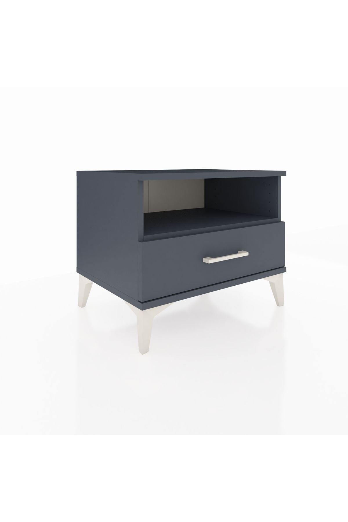 Hyperion Komodin Tek Raflı Tek Çekmeceli 60x44x48 Antrasit-Antrasit