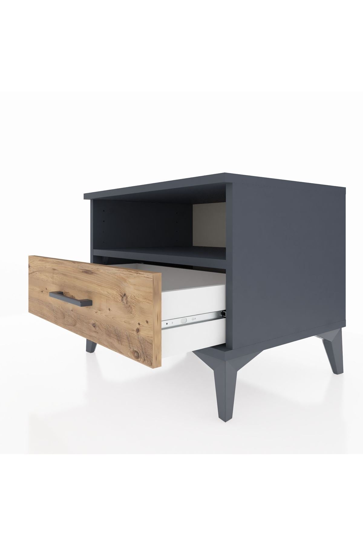 Hyperion Komodin Tek Raflı Tek Çekmeceli 60x44x48 Antrasit-Çam