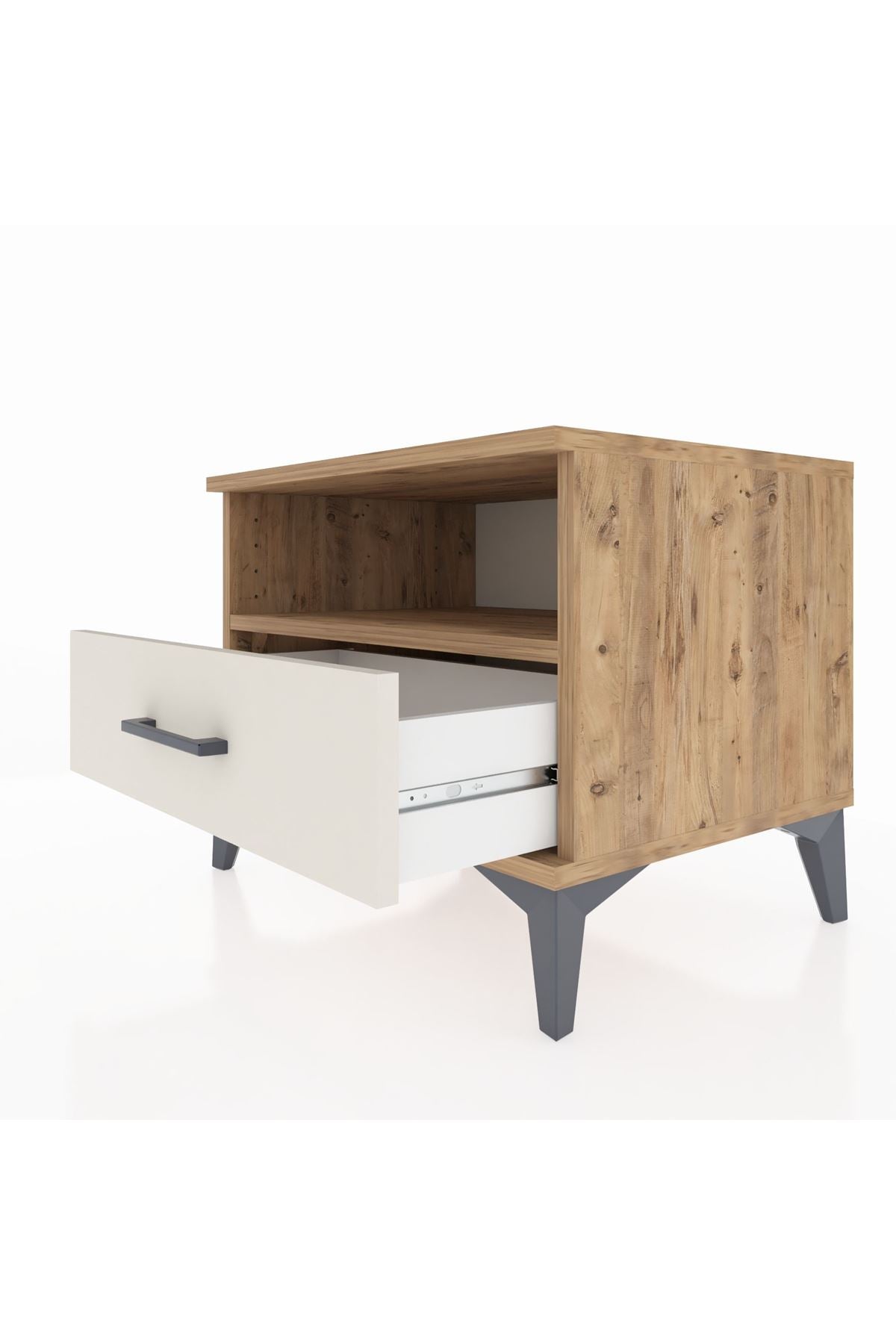 Hyperion Komodin Tek Raflı Tek Çekmeceli 60x44x48 Çam-Aytaşı