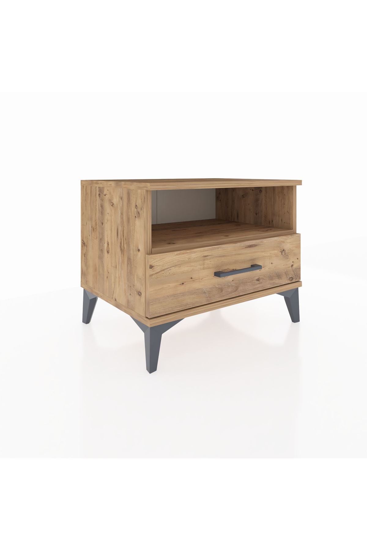 Hyperion Komodin Tek Raflı Tek Çekmeceli 60x44x48 Çam-Çam