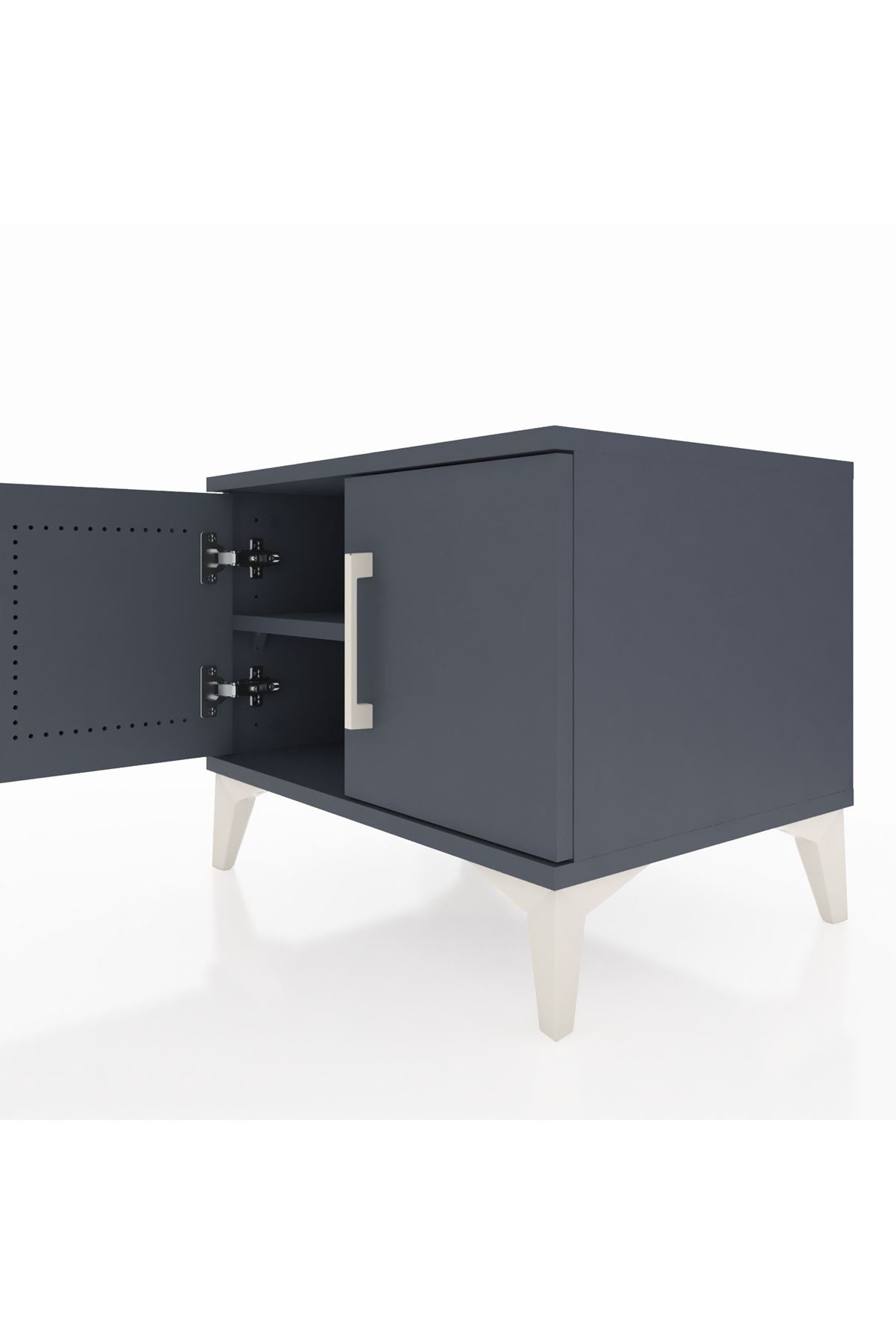 Hyperion Komodin Tek Raflı 2 Kapaklı 60x44x48 Antrasit-Antrasit