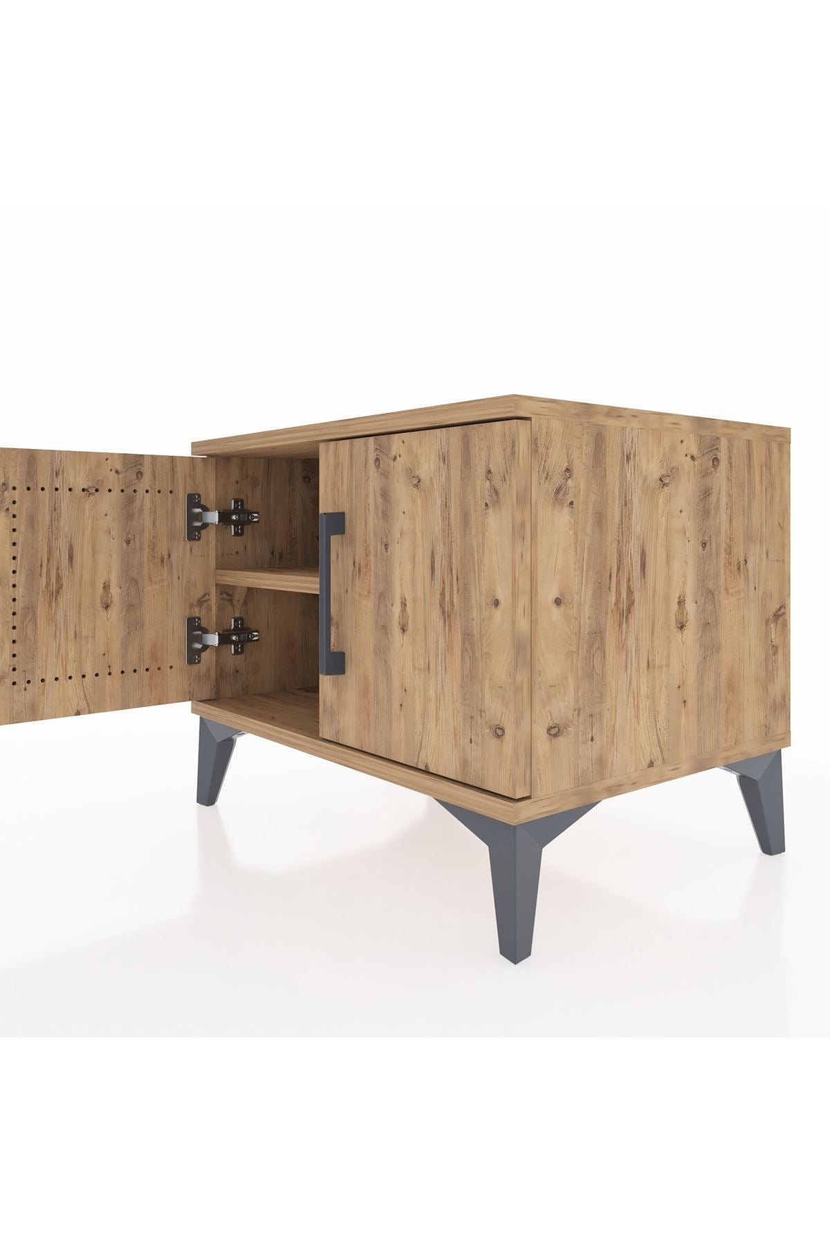 Hyperion Komodin Tek Raflı 2 Kapaklı 60x44x48 Çam-Çam