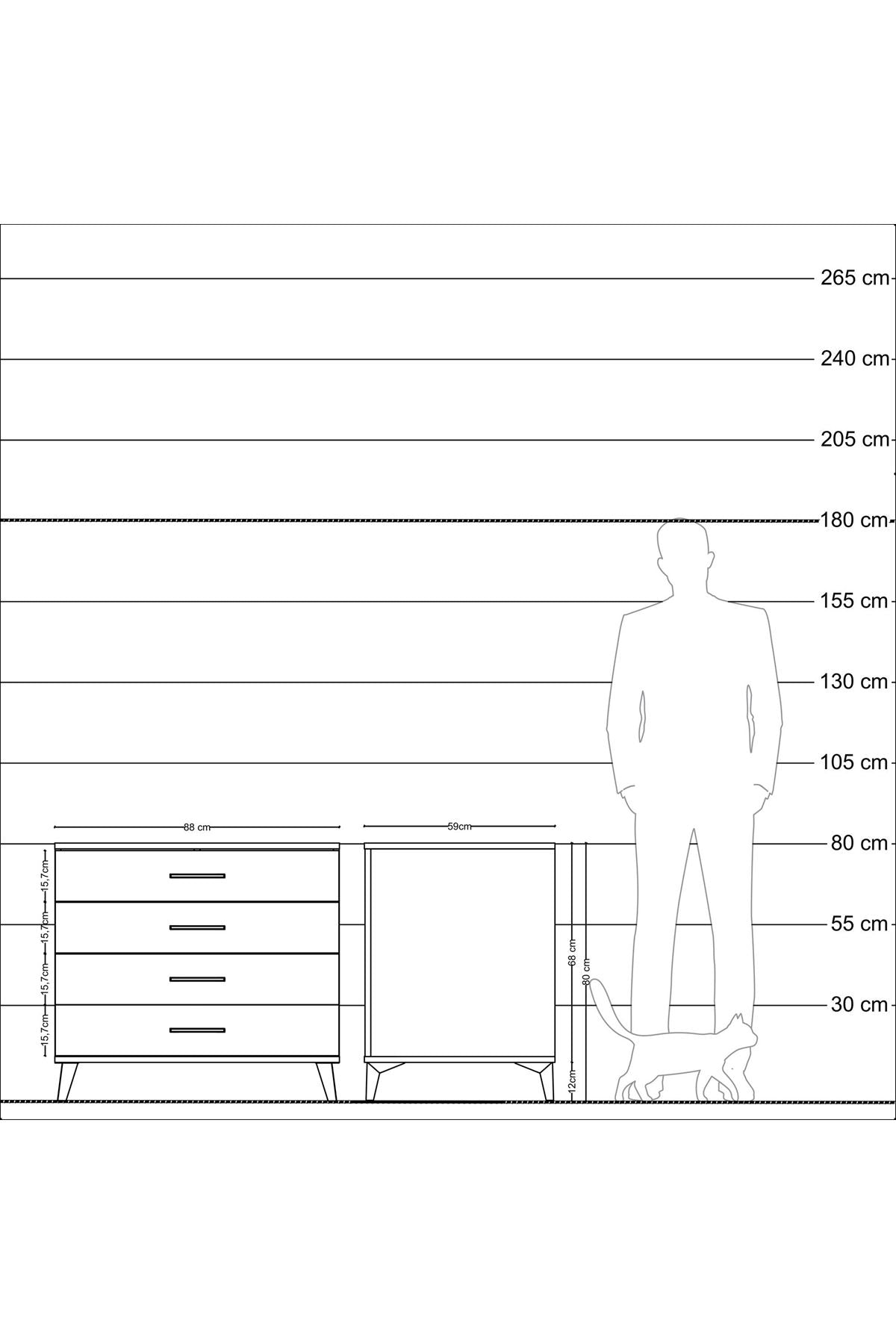 Kronos Şifonyer 4 Çekmeceli 88x59x80 Aytaşı-Antrasit