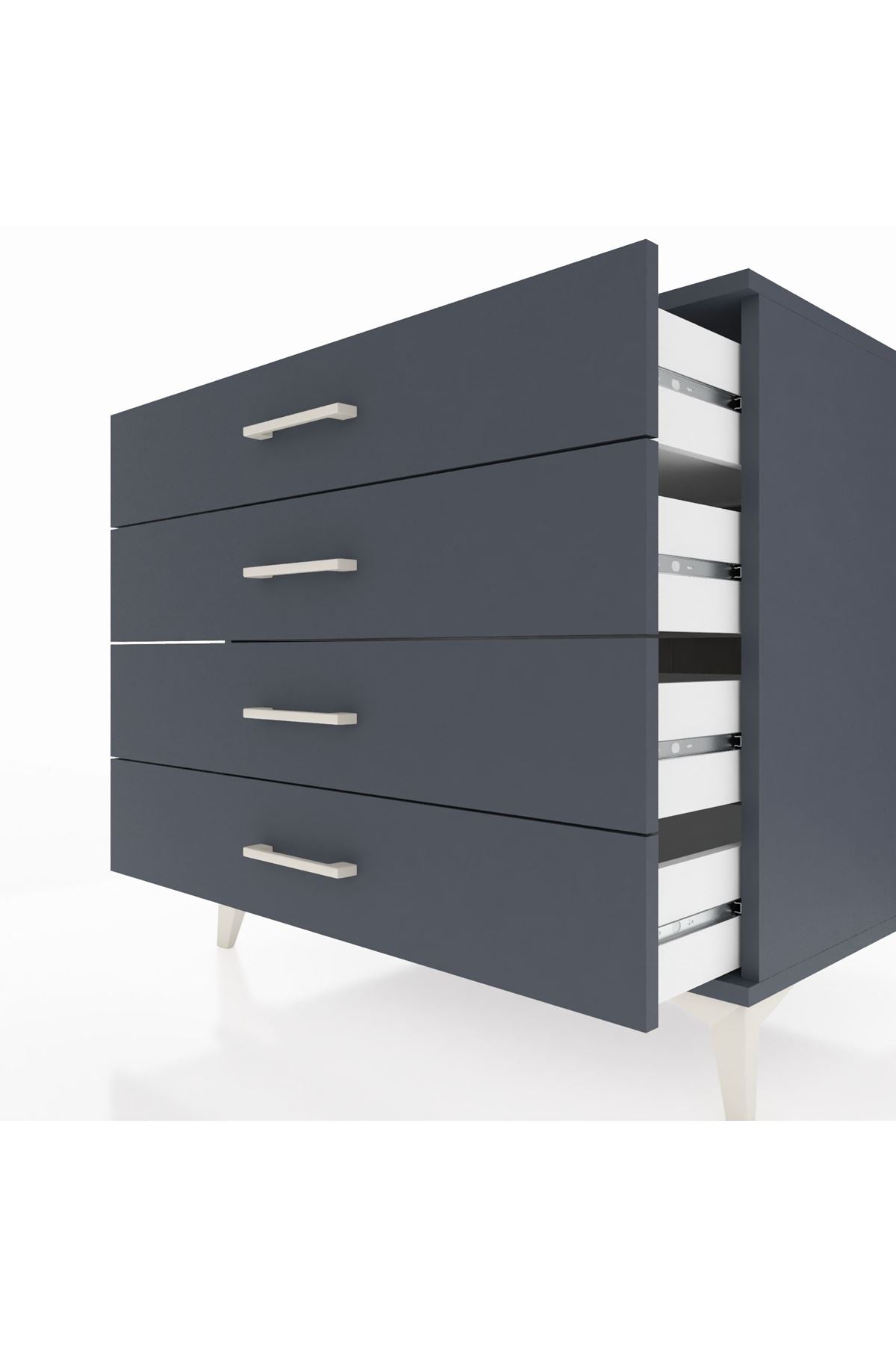 Kronos Şifonyer 4 Çekmeceli 88x59x80 Antrasit-Antrasit