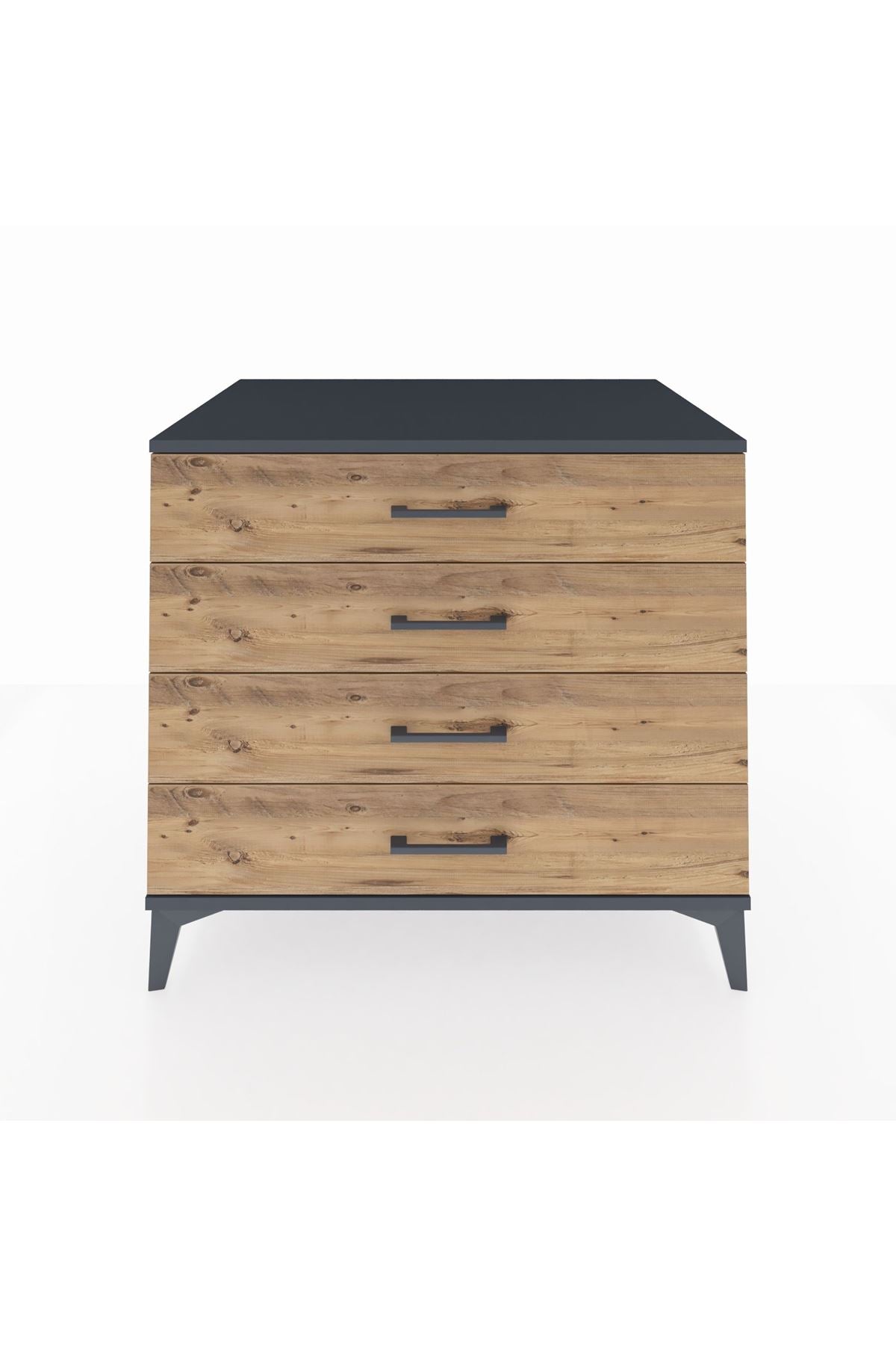 Kronos Şifonyer 4 Çekmeceli 88x59x80 Antrasit-Çam