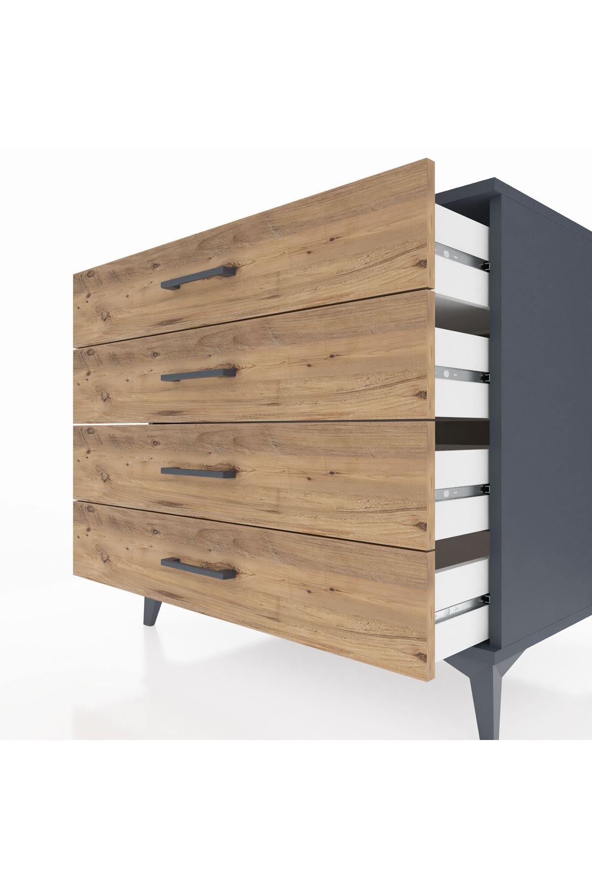 Kronos Şifonyer 4 Çekmeceli 88x59x80 Antrasit-Çam