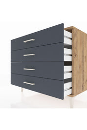 Kronos Şifonyer 4 Çekmeceli 88x59x80 Çam-Antrasit