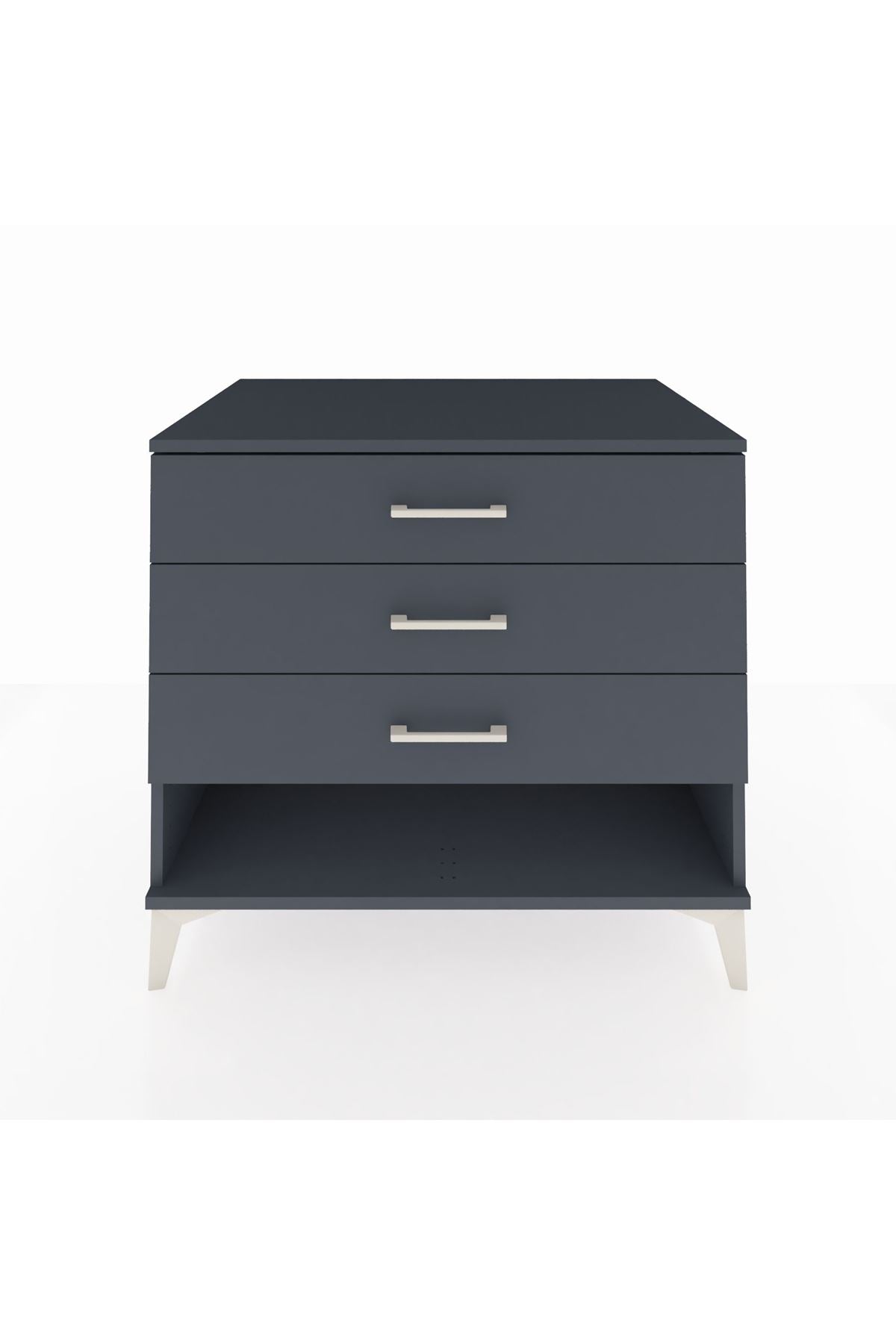 Kronos Şifonyer 3 Çekmeceli 88x59x80 Antrasit-Antrasit