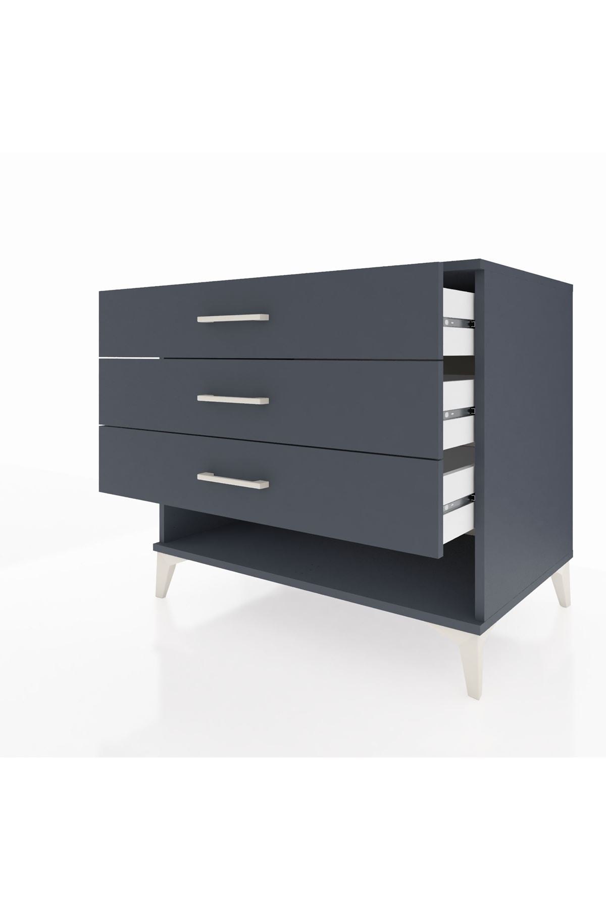 Kronos Şifonyer 3 Çekmeceli 88x59x80 Antrasit-Antrasit