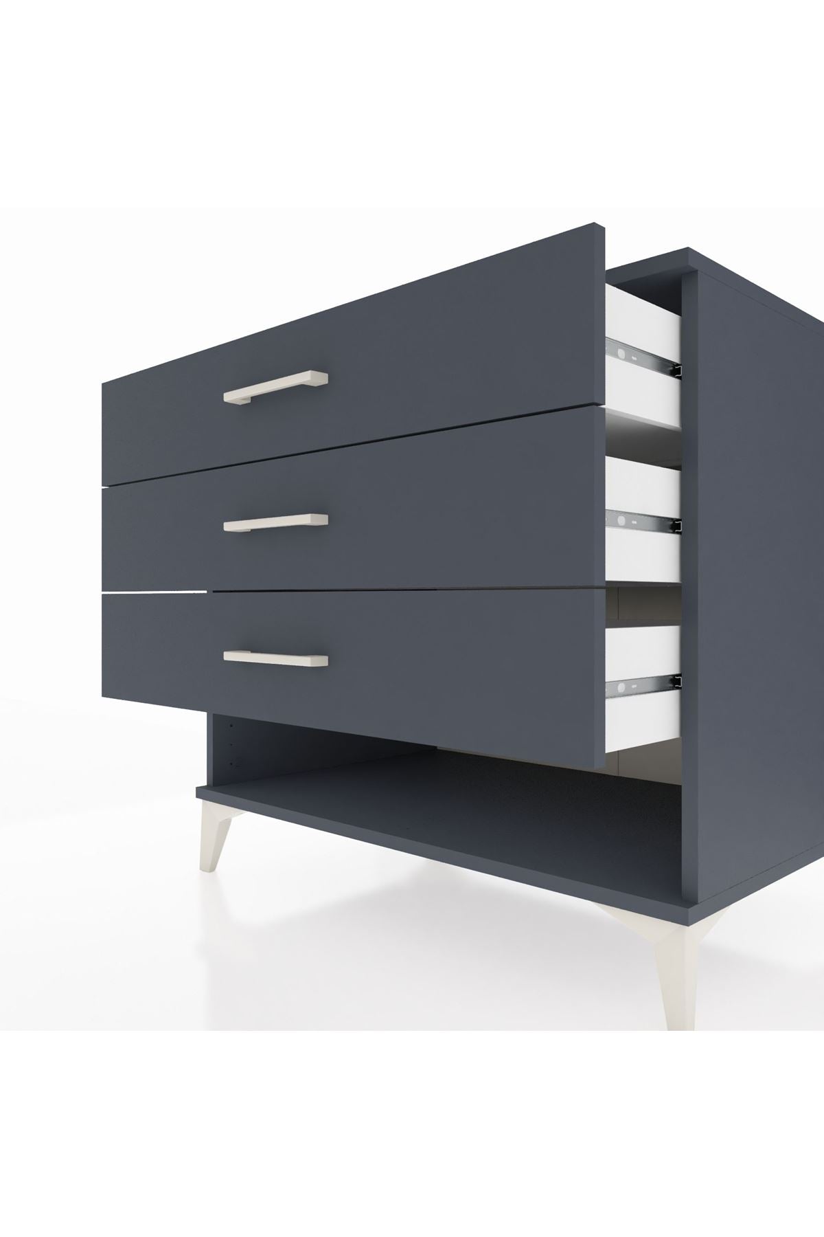 Kronos Şifonyer 3 Çekmeceli 88x59x80 Antrasit-Antrasit