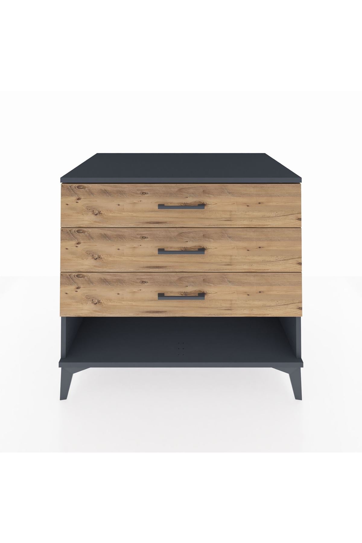 Kronos Şifonyer 3 Çekmeceli 88x59x80 Antrasit-Çam