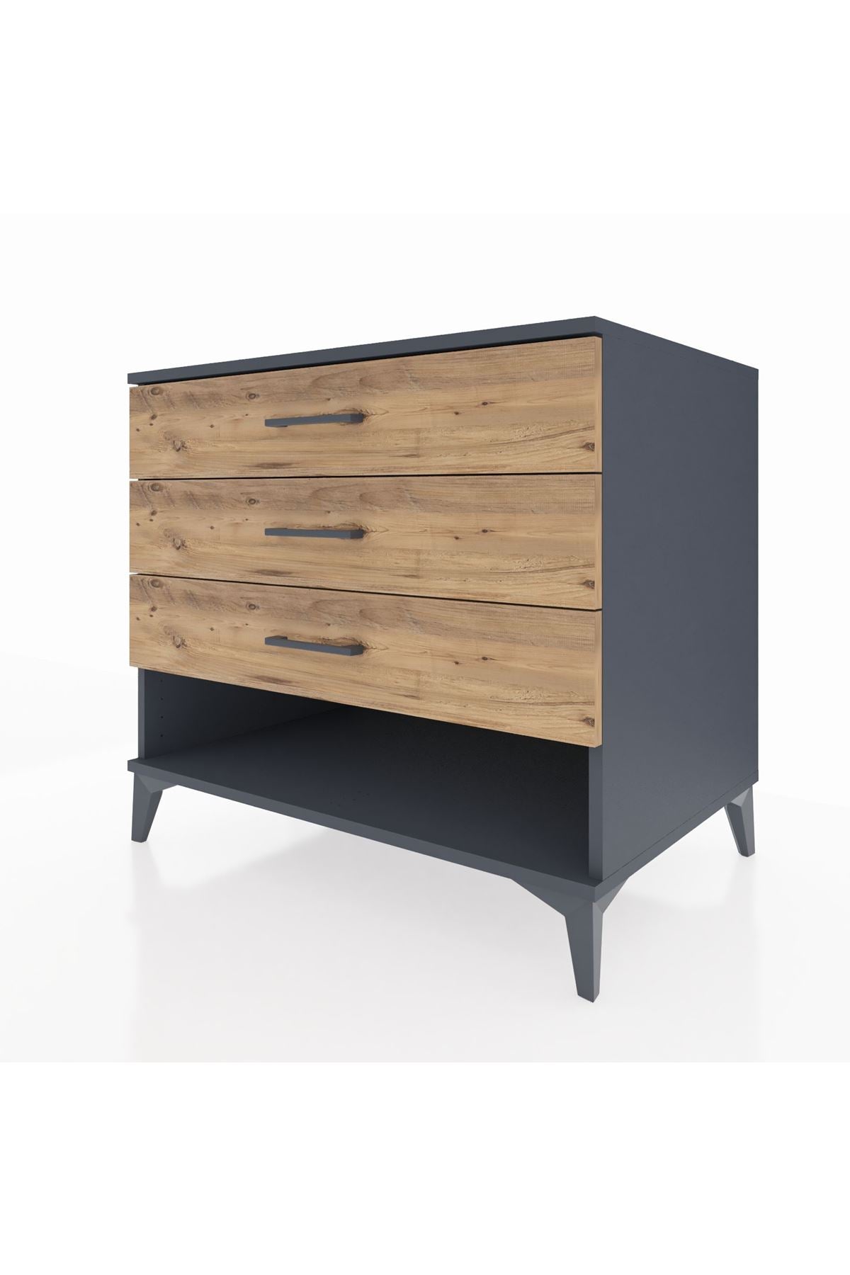 Kronos Şifonyer 3 Çekmeceli 88x59x80 Antrasit-Çam