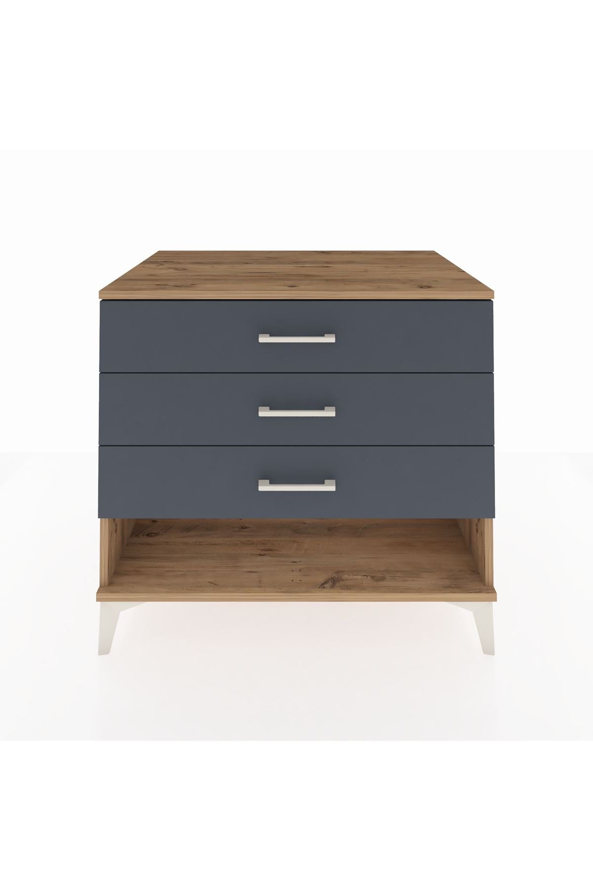 Kronos Şifonyer 3 Çekmeceli 88x59x80 Çam-Antrasit