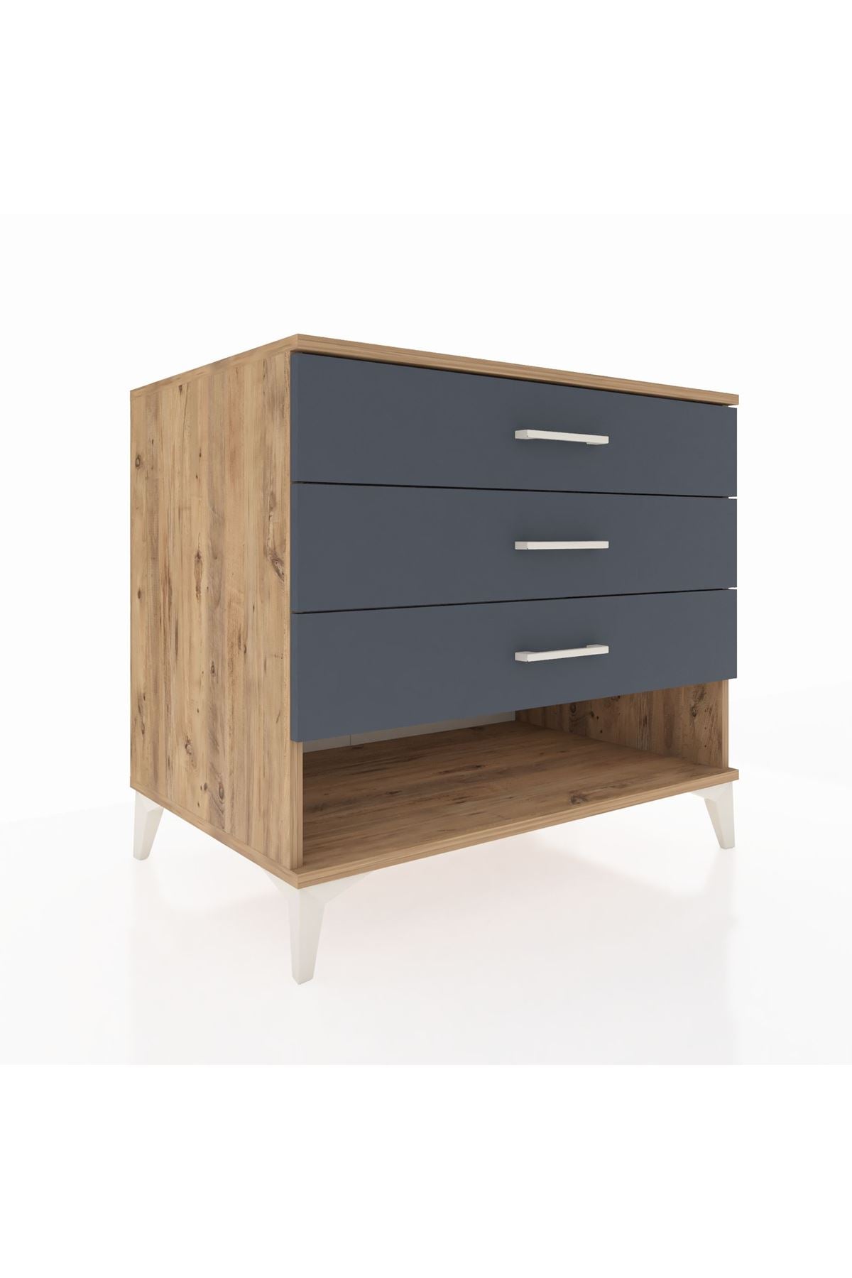 Kronos Şifonyer 3 Çekmeceli 88x59x80 Çam-Antrasit