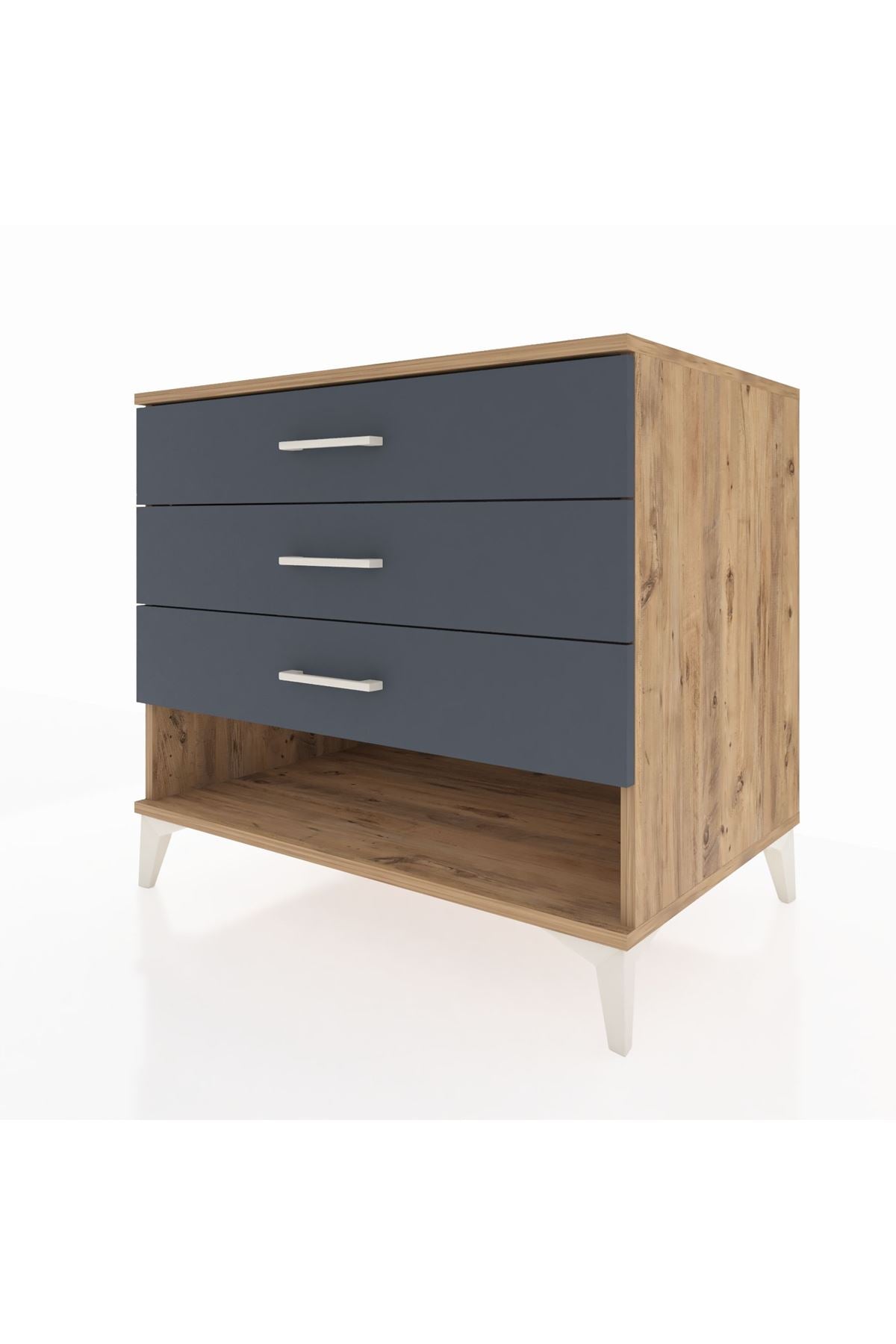 Kronos Şifonyer 3 Çekmeceli 88x59x80 Çam-Antrasit