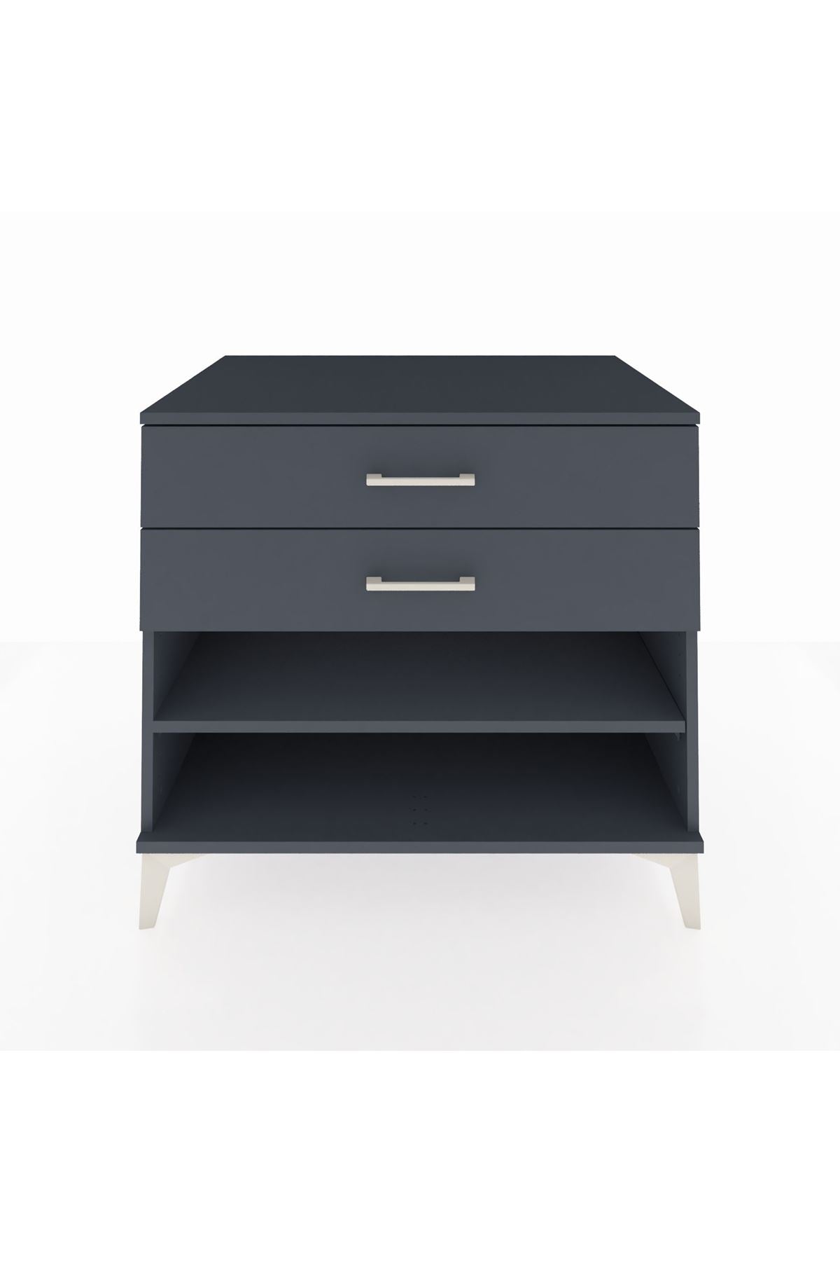 Kronos Şifonyer Tek Raflı 2 Çekmeceli 88x59x80 Antrasit-Antrasit