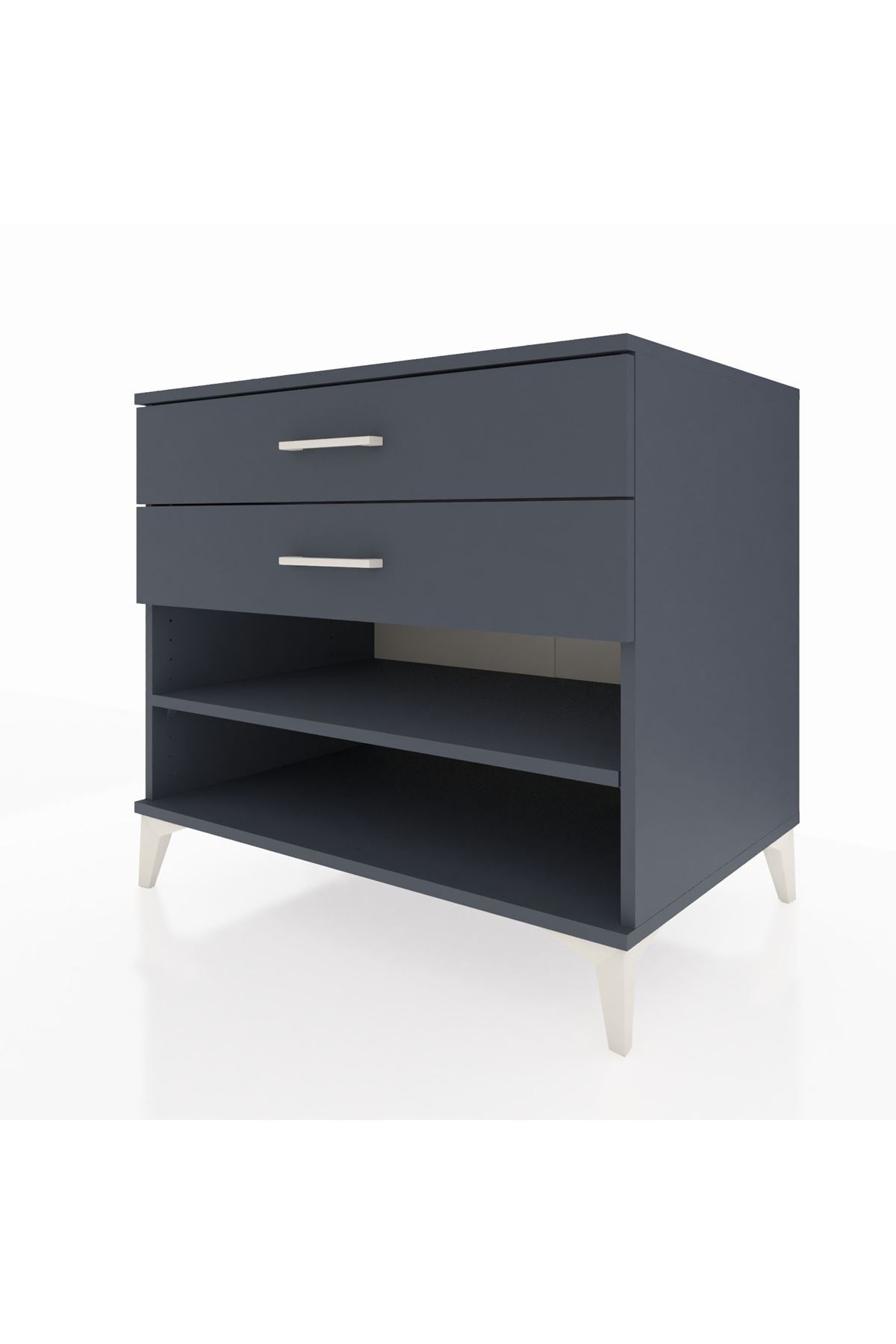 Kronos Şifonyer Tek Raflı 2 Çekmeceli 88x59x80 Antrasit-Antrasit