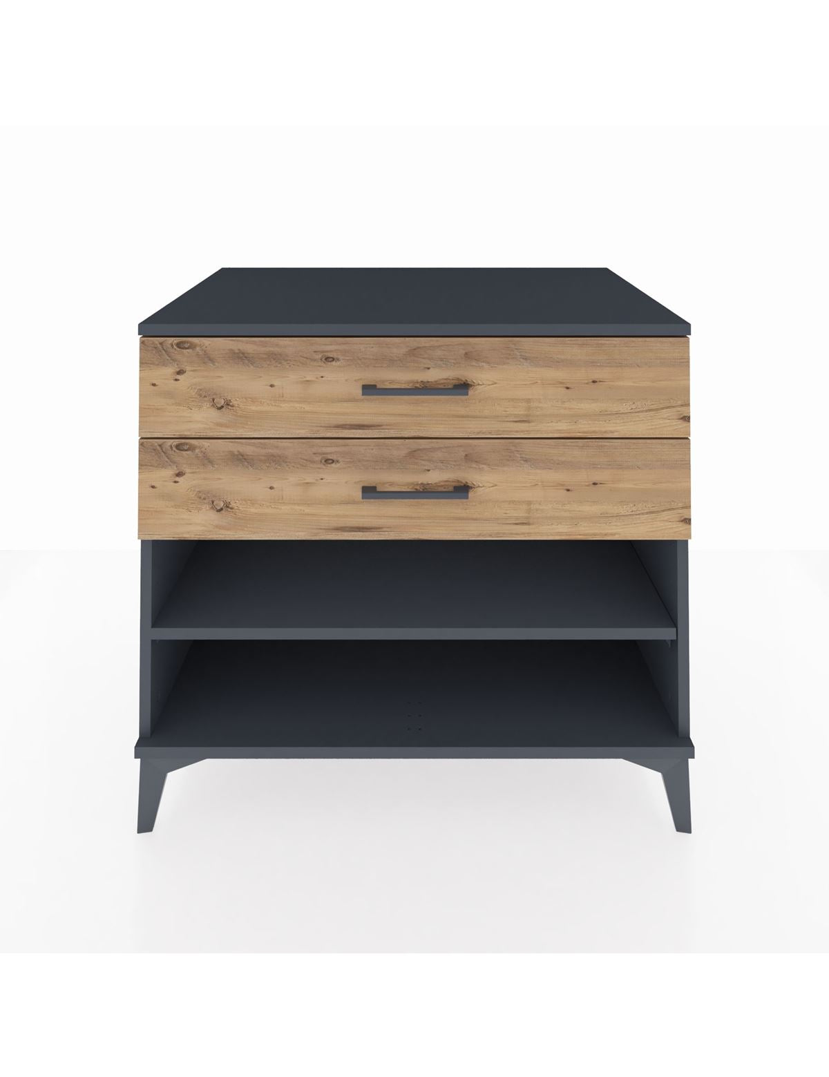 Kronos Şifonyer Tek Raflı 2 Çekmeceli 88x59x80 Antrasit-Çam