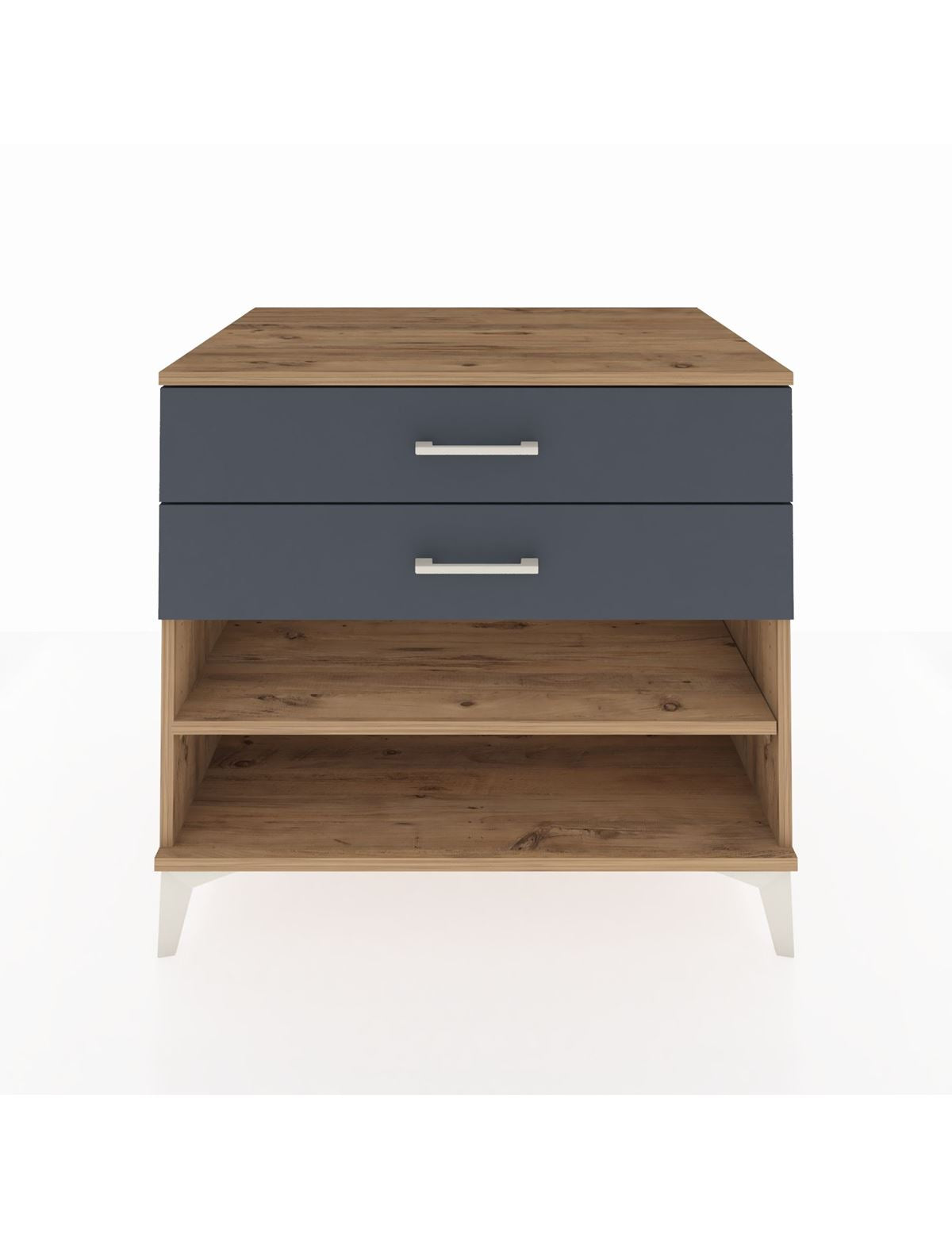 Kronos Şifonyer Tek Raflı 2 Çekmeceli 88x59x80 Çam-Antrasit