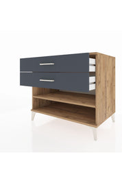 Kronos Şifonyer Tek Raflı 2 Çekmeceli 88x59x80 Çam-Antrasit