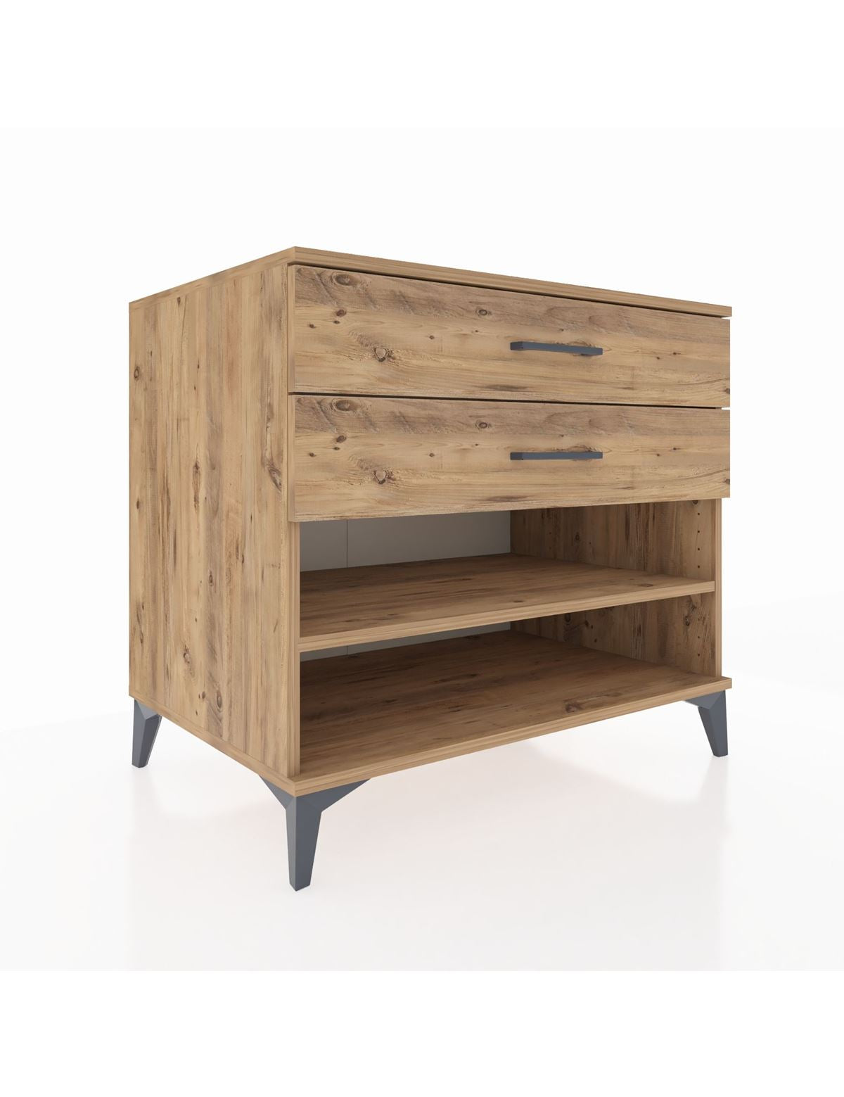 Kronos Şifonyer Tek Raflı 2 Çekmeceli 88x59x80 Çam-Çam