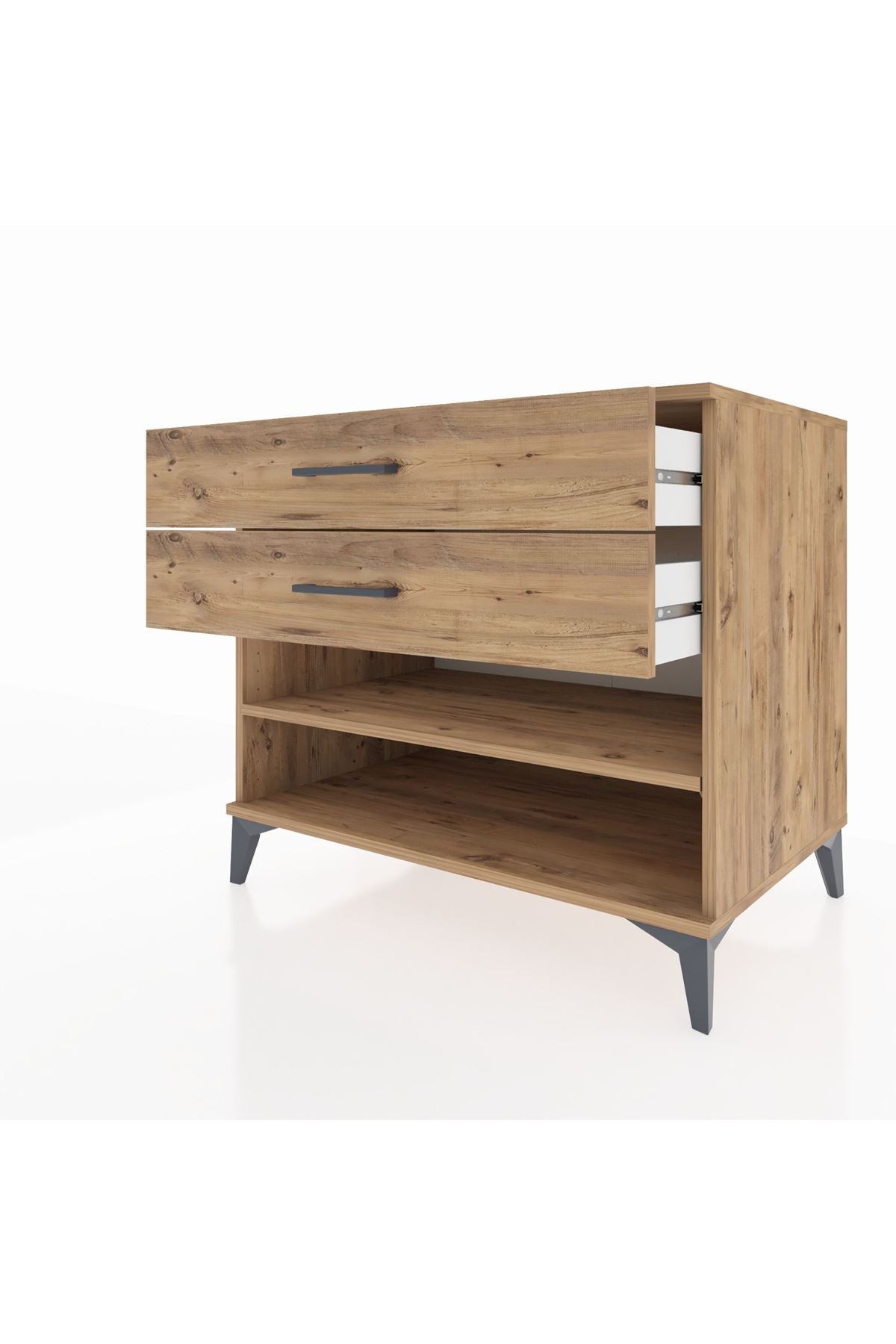 Kronos Şifonyer Tek Raflı 2 Çekmeceli 88x59x80 Çam-Çam