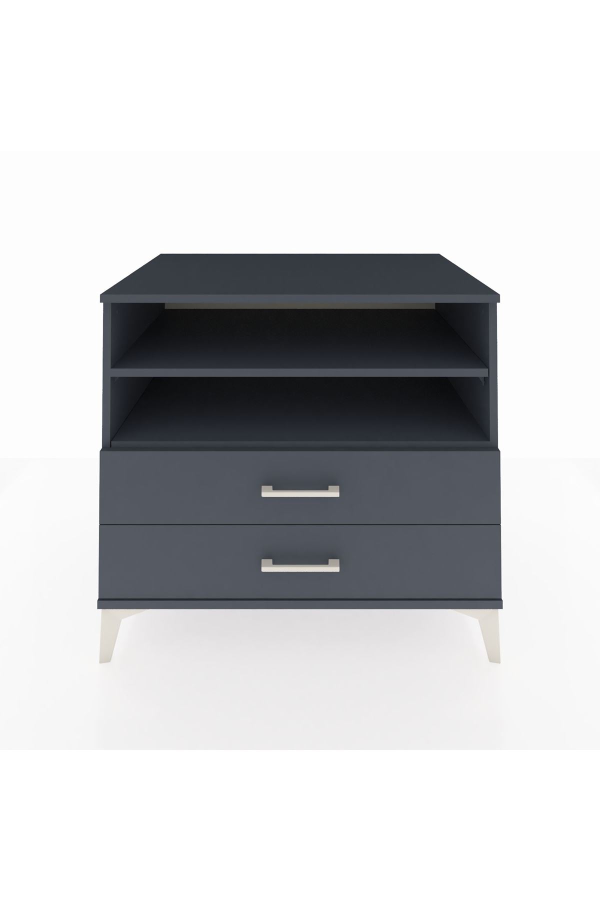 Kronos Şifonyer 2 Raflı 2 Çekmeceli 88x59x80 Antrasit-Antrasit