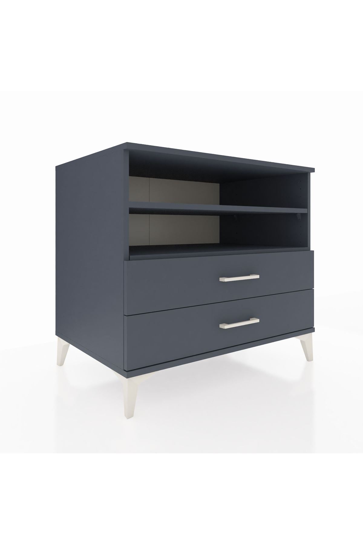 Kronos Şifonyer 2 Raflı 2 Çekmeceli 88x59x80 Antrasit-Antrasit
