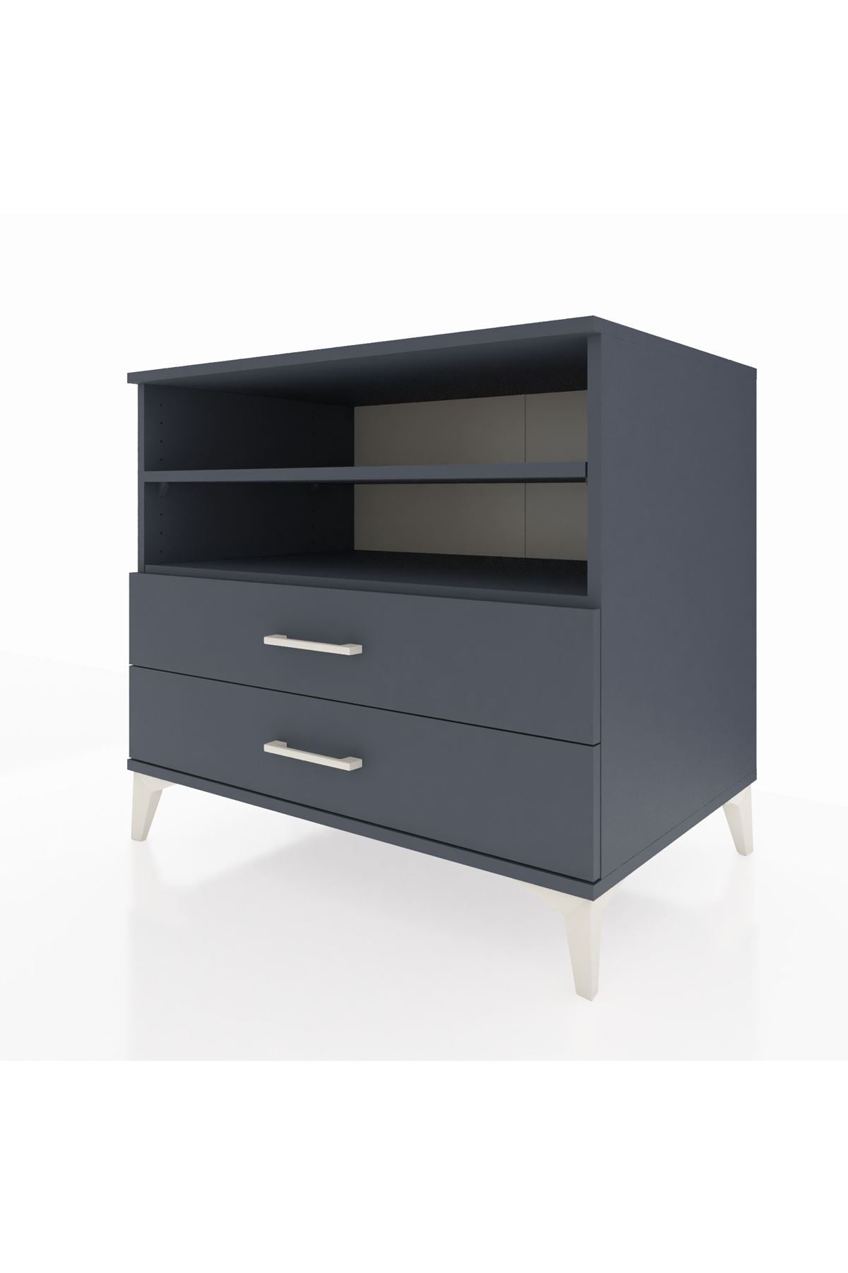 Kronos Şifonyer 2 Raflı 2 Çekmeceli 88x59x80 Antrasit-Antrasit