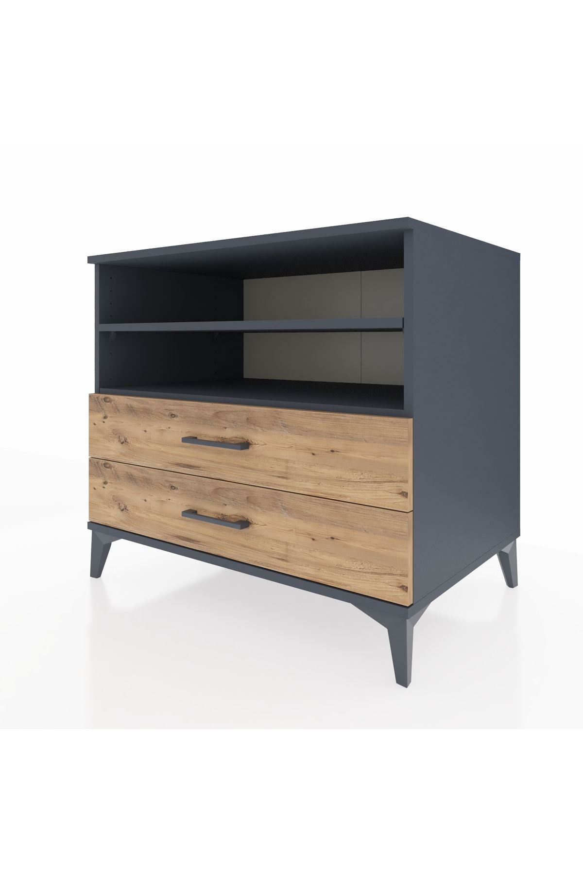 Kronos Şifonyer 2 Raflı 2 Çekmeceli 88x59x80 Antrasit-Çam