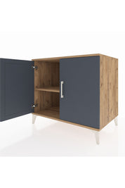 Kronos Şifonyer Tek Raflı 2 Kapaklı 88x59x80 Çam-Antrasit