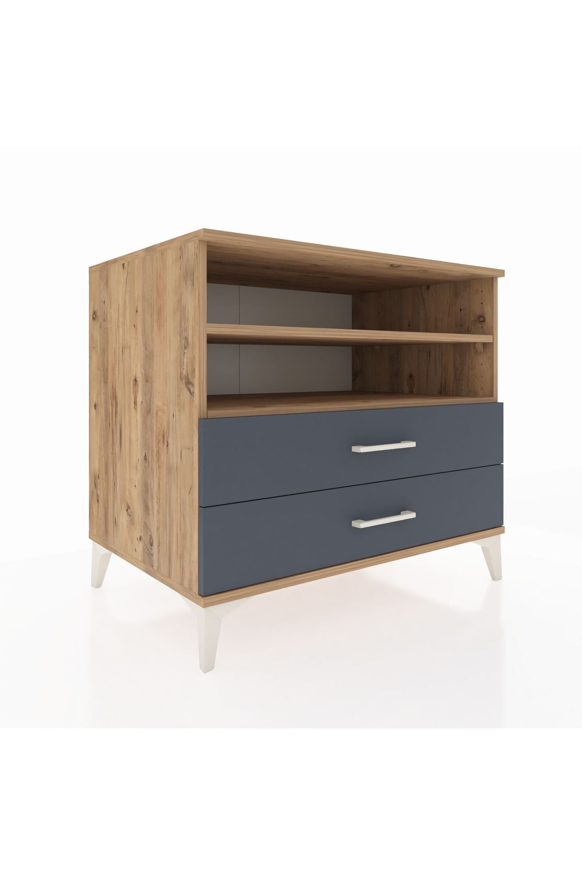 Kronos Şifonyer 2 Raflı 2 Çekmeceli 88x59x80 Çam-Antrasit