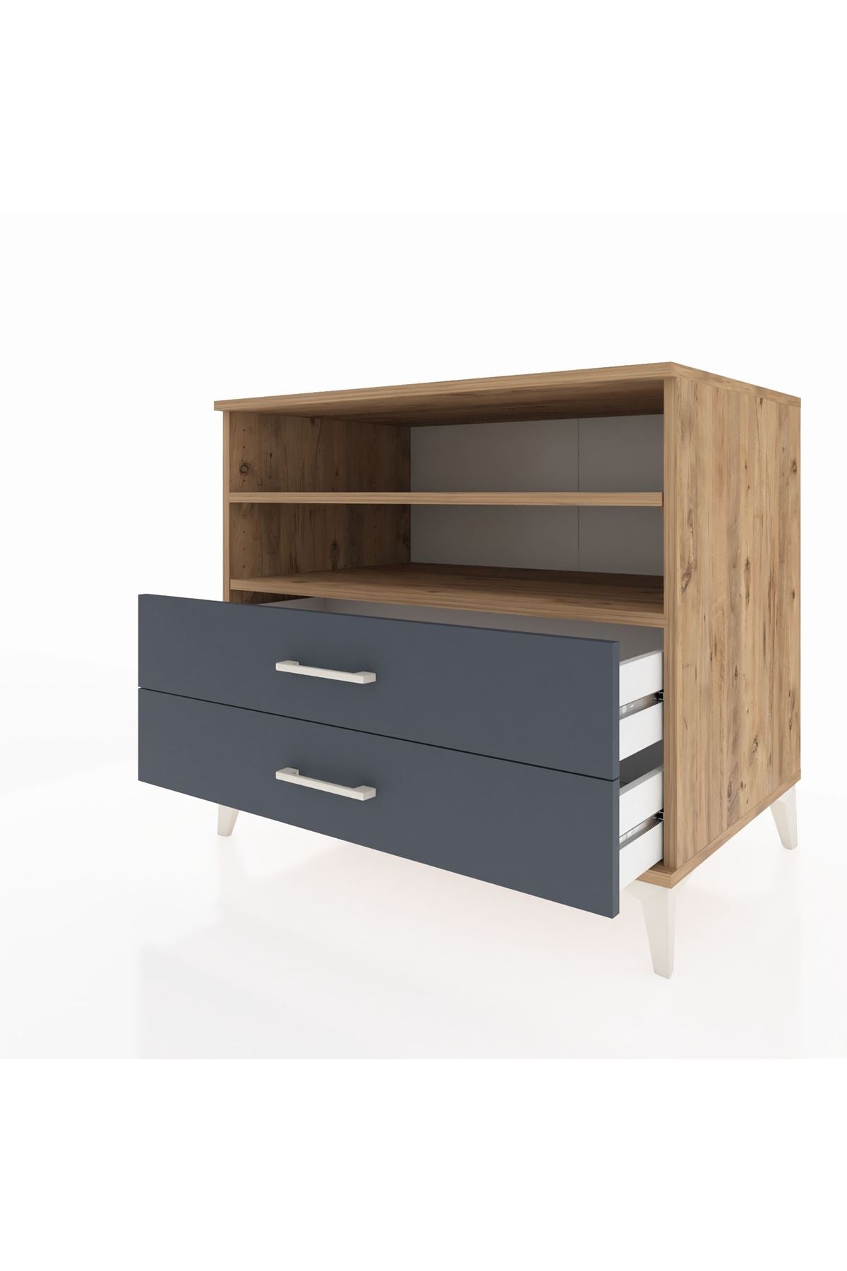 Kronos Şifonyer 2 Raflı 2 Çekmeceli 88x59x80 Çam-Antrasit