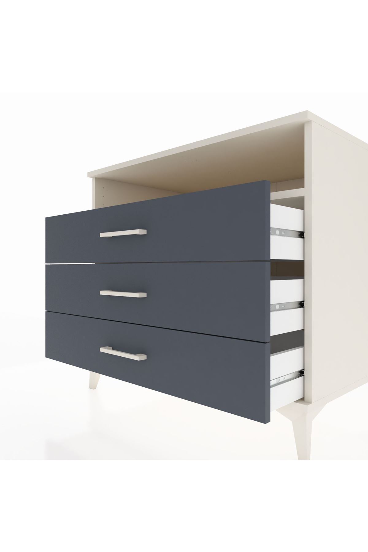 Kronos Şifonyer Tek Raflı 3 Çekmeceli 88x59x80 Aytaşı-Antrasit