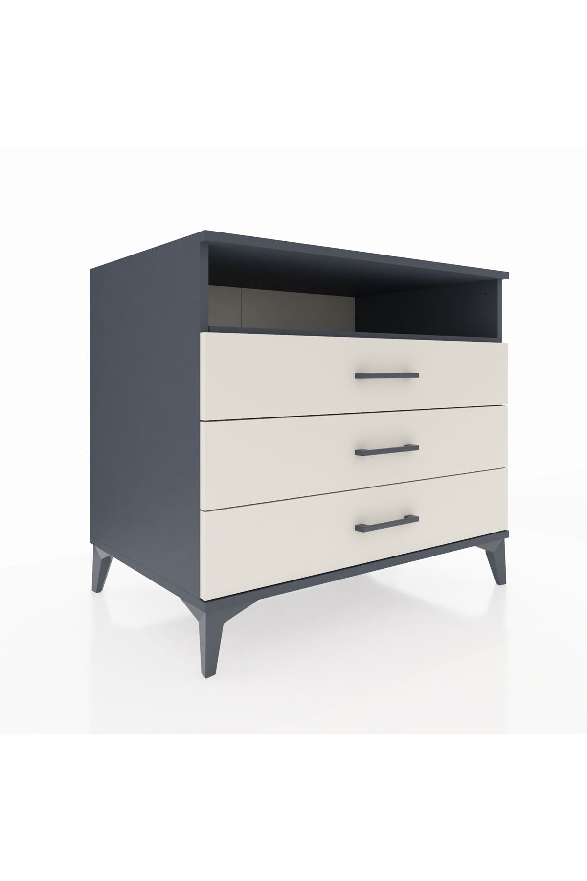 Kronos Şifonyer Tek Raflı 3 Çekmeceli 88x59x80 Antrasit-Aytaşı