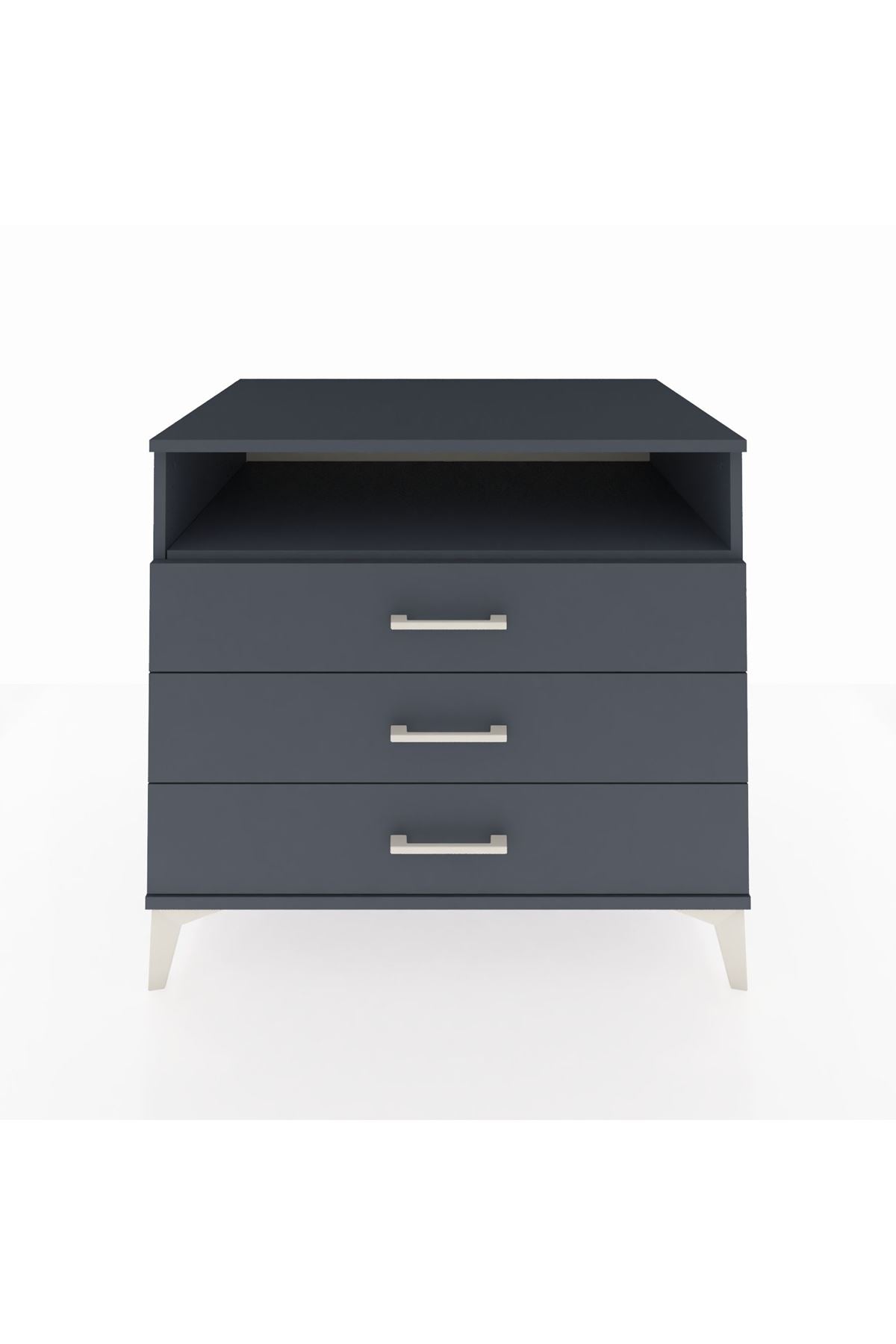 Kronos Şifonyer Tek Raflı 3 Çekmeceli 88x59x80 Antrasit-Antrasit