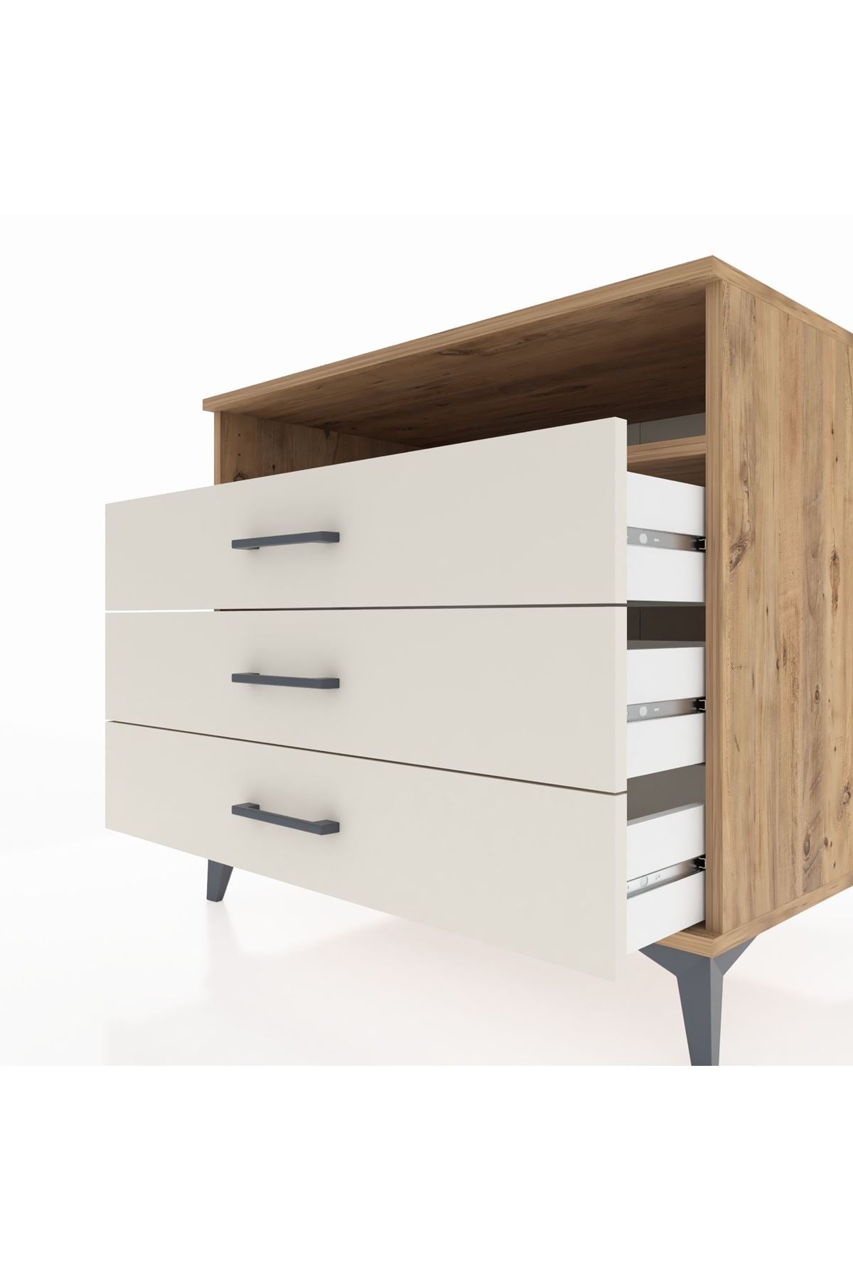 Kronos Şifonyer Tek Raflı 3 Çekmeceli 88x59x80 Çam-Aytaşı