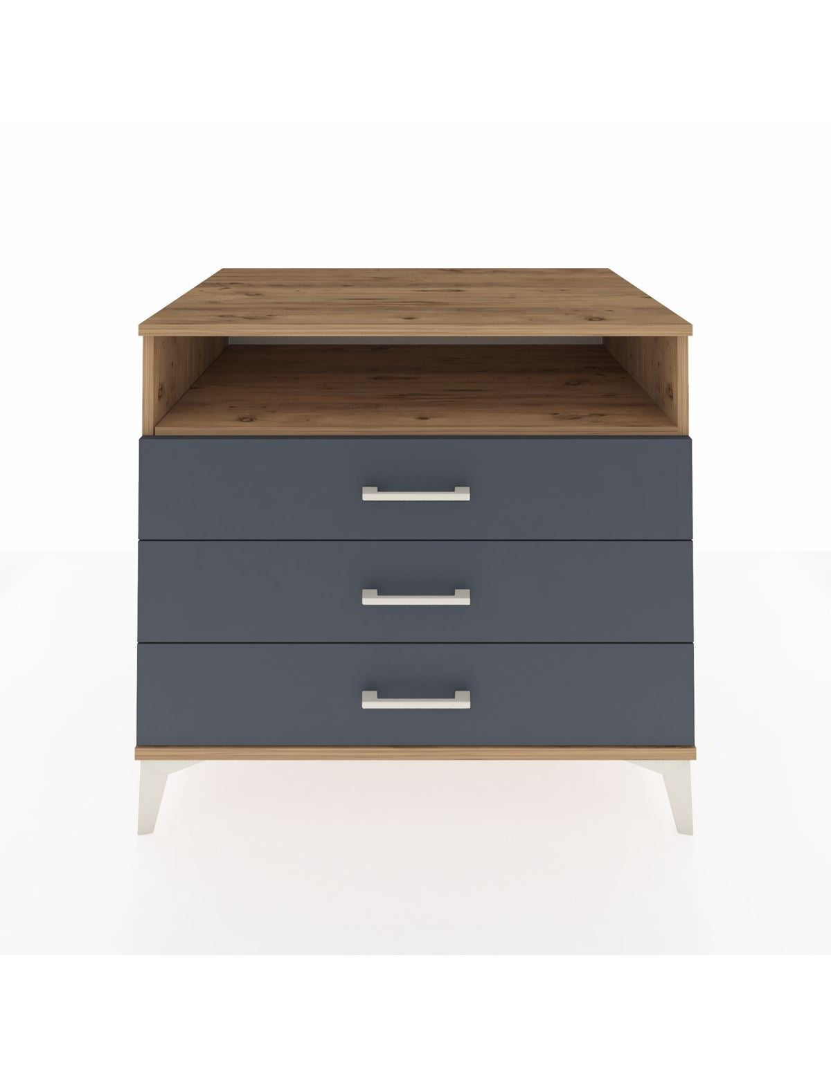 Kronos Şifonyer Tek Raflı 3 Çekmeceli 88x59x80 Çam-Antrasit