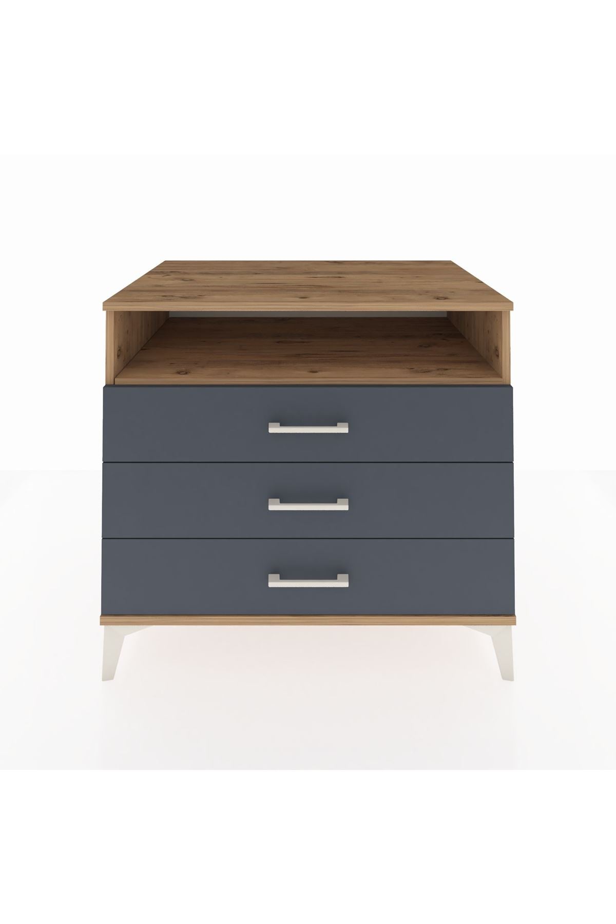 Kronos Şifonyer Tek Raflı 3 Çekmeceli 88x59x80 Çam-Antrasit