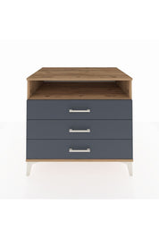 Kronos Şifonyer Tek Raflı 3 Çekmeceli 88x59x80 Çam-Antrasit