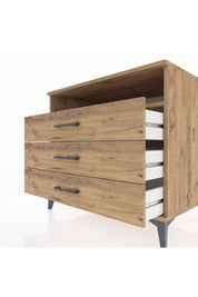 Kronos Şifonyer Tek Raflı 3 Çekmeceli 88x59x80 Çam-Çam