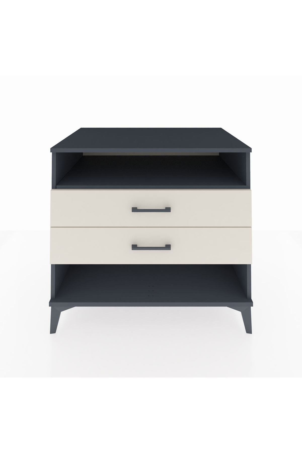 Kronos Şifonyer Tek Raflı 2 Çekmeceli 88x59x80 Antrasit-Aytaşı