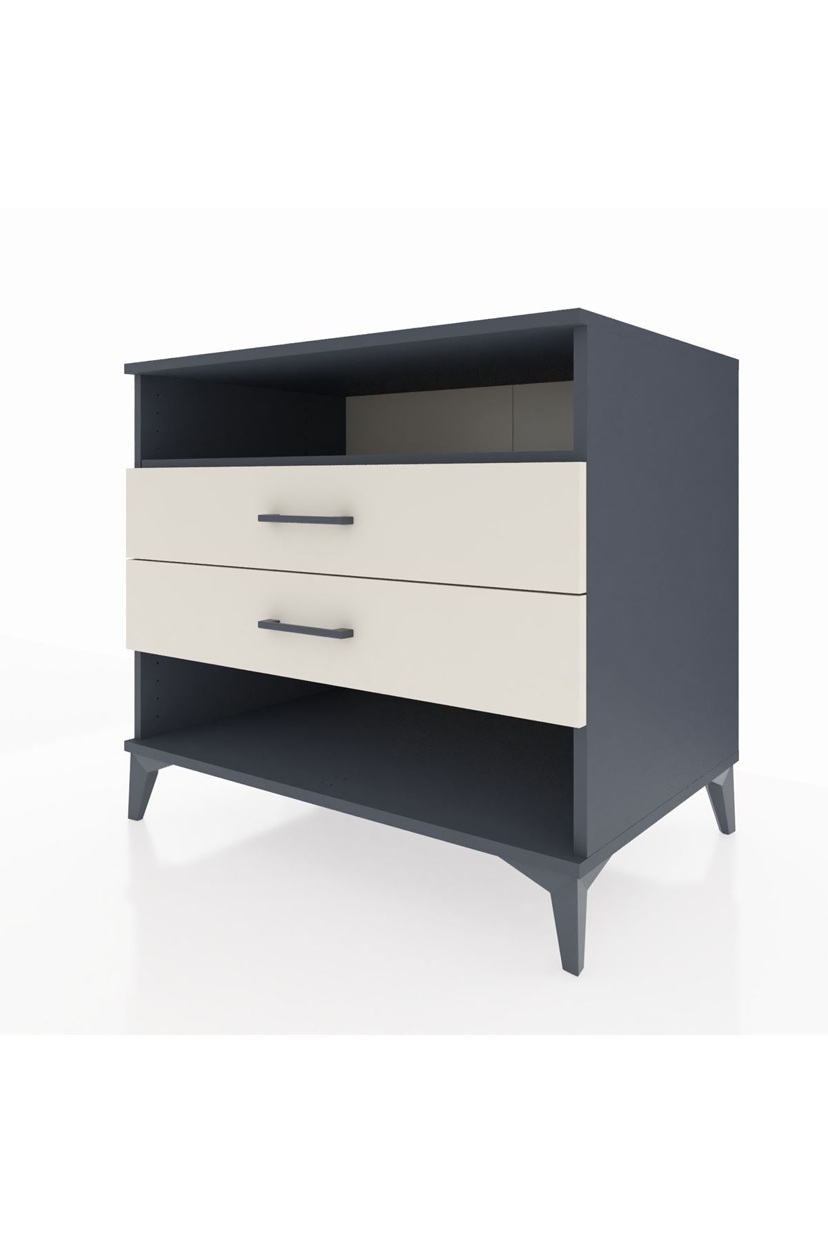 Kronos Şifonyer Tek Raflı 2 Çekmeceli 88x59x80 Antrasit-Aytaşı