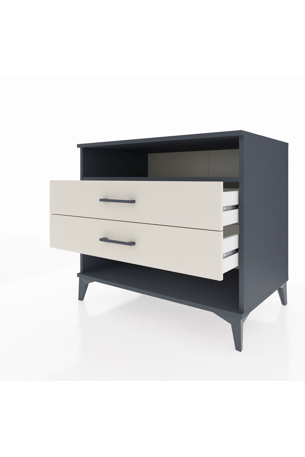 Kronos Şifonyer Tek Raflı 2 Çekmeceli 88x59x80 Antrasit-Aytaşı