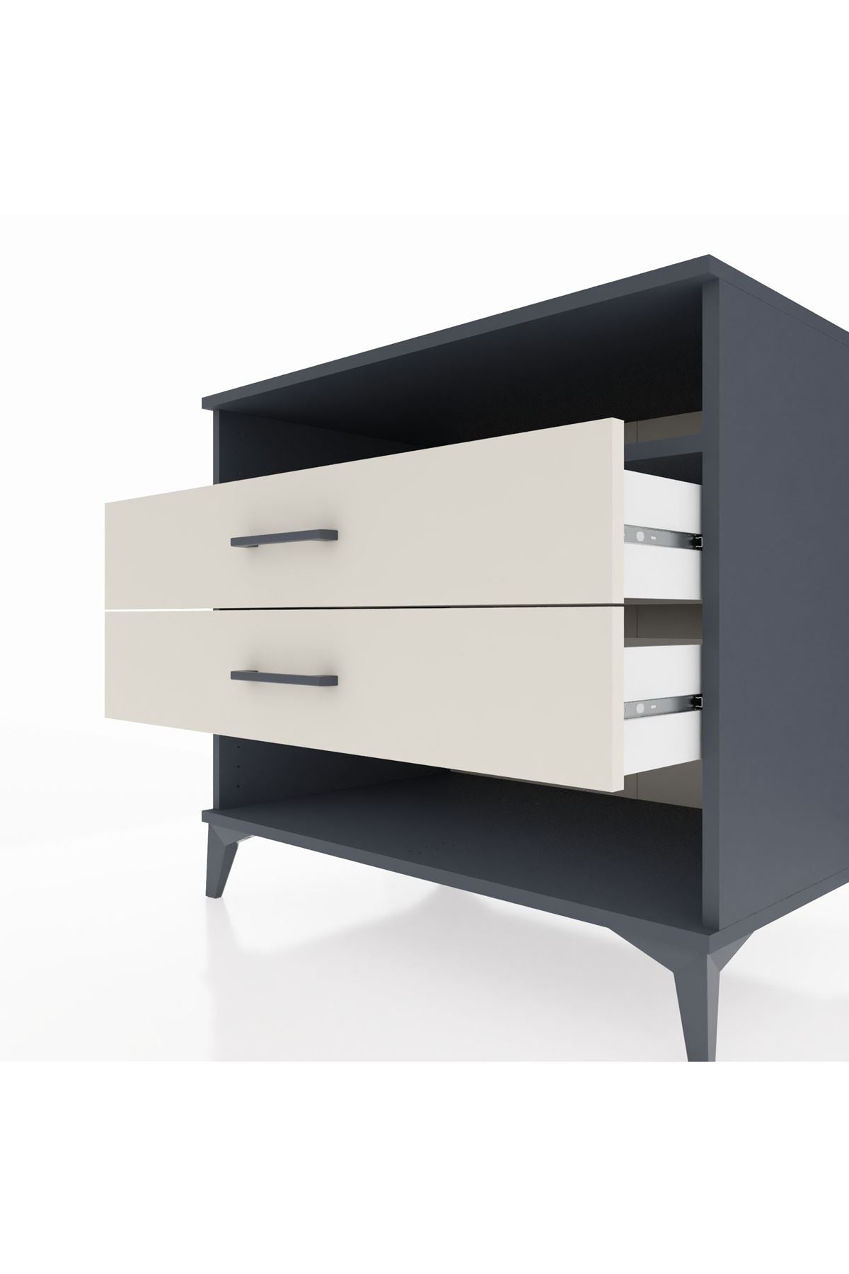 Kronos Şifonyer Tek Raflı 2 Çekmeceli 88x59x80 Antrasit-Aytaşı