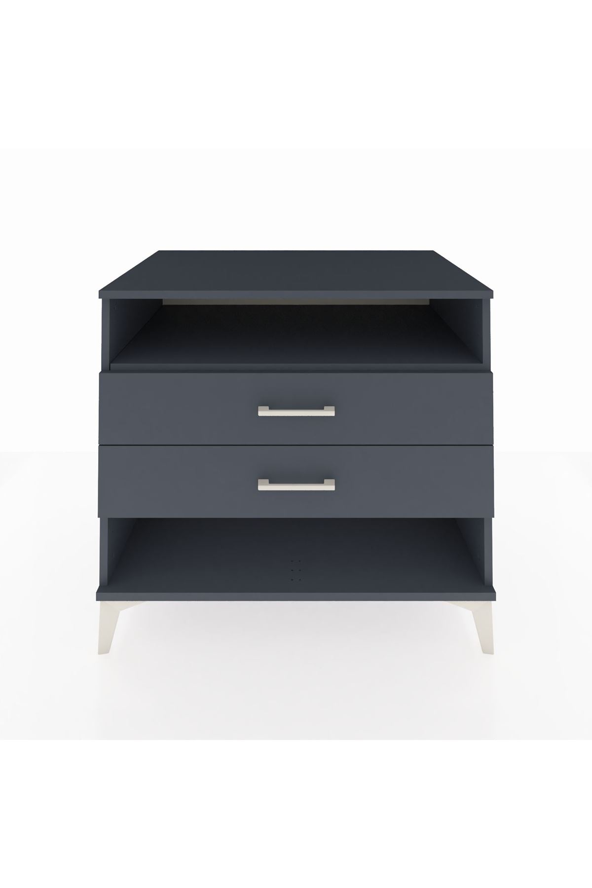 Kronos Şifonyer Tek Raflı 2 Çekmeceli 88x59x80 Antrasit-Antrasit