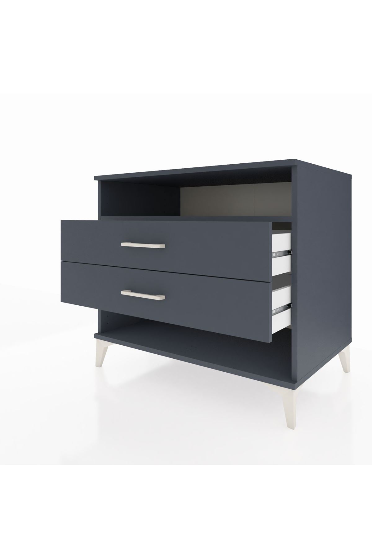 Kronos Şifonyer Tek Raflı 2 Çekmeceli 88x59x80 Antrasit-Antrasit