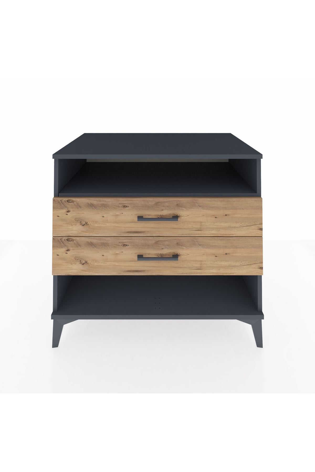 Kronos Şifonyer Tek Raflı 2 Çekmeceli 88x59x80 Antrasit-Çam